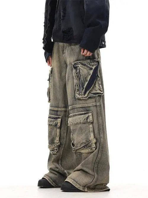 Japanese Brand Streetwear Cargo Multi Pocket Loose Baggy Pants Jeans Size US 32 / EU 48 - 4 Thumbnail