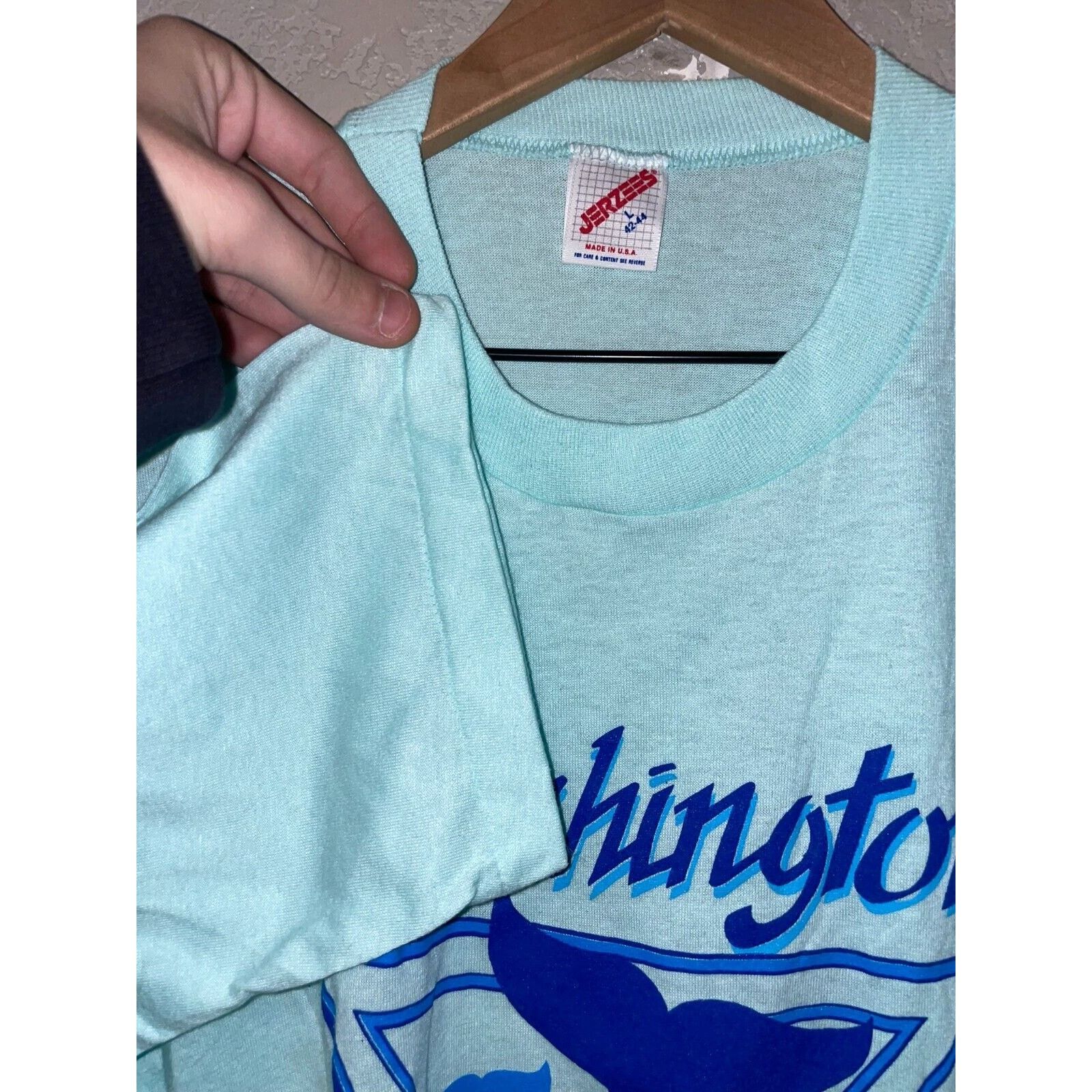 Jerzees Vintage Long Beach Shirt Washington Whale Tail Tee 90s VTG L Size US L / EU 52-54 / 3 - 7 Thumbnail