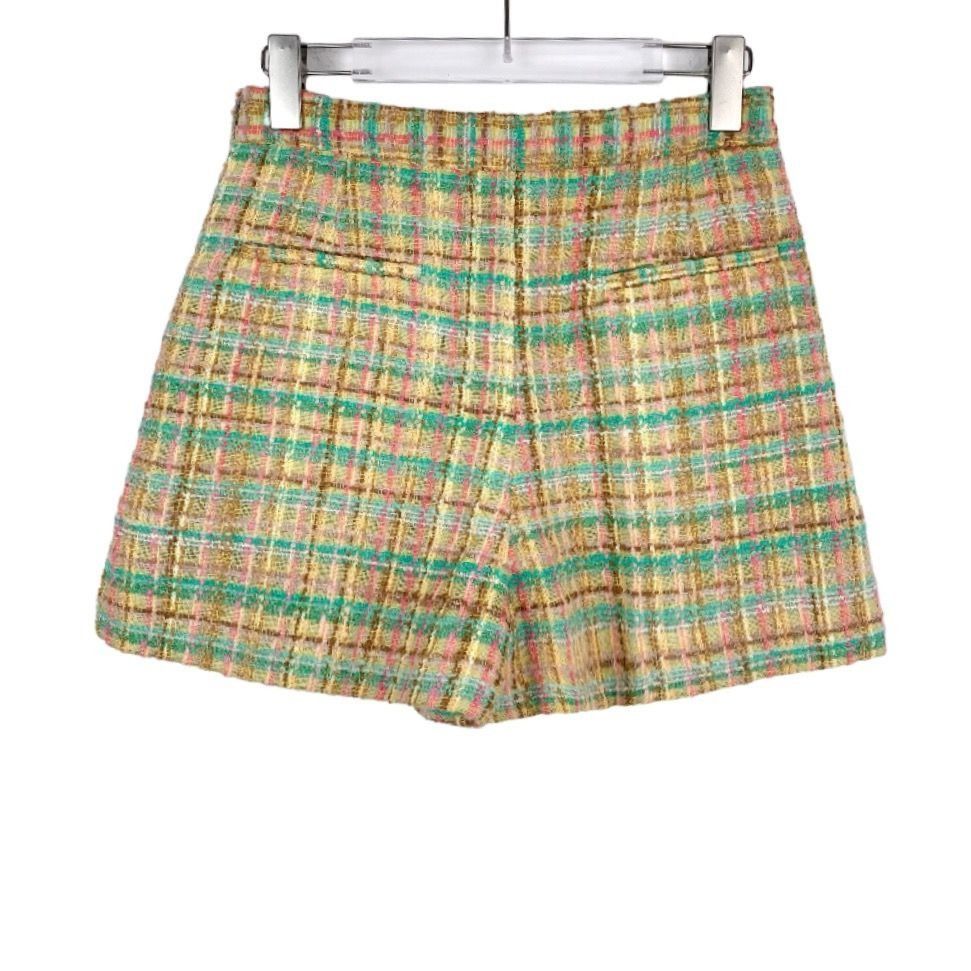 Miu Miu Miu Miu Colorful Plaid Tweed Wool-Blend Pleated Shorts Made Size 38" / US 16 / IT 52 - 2 Thumbnail