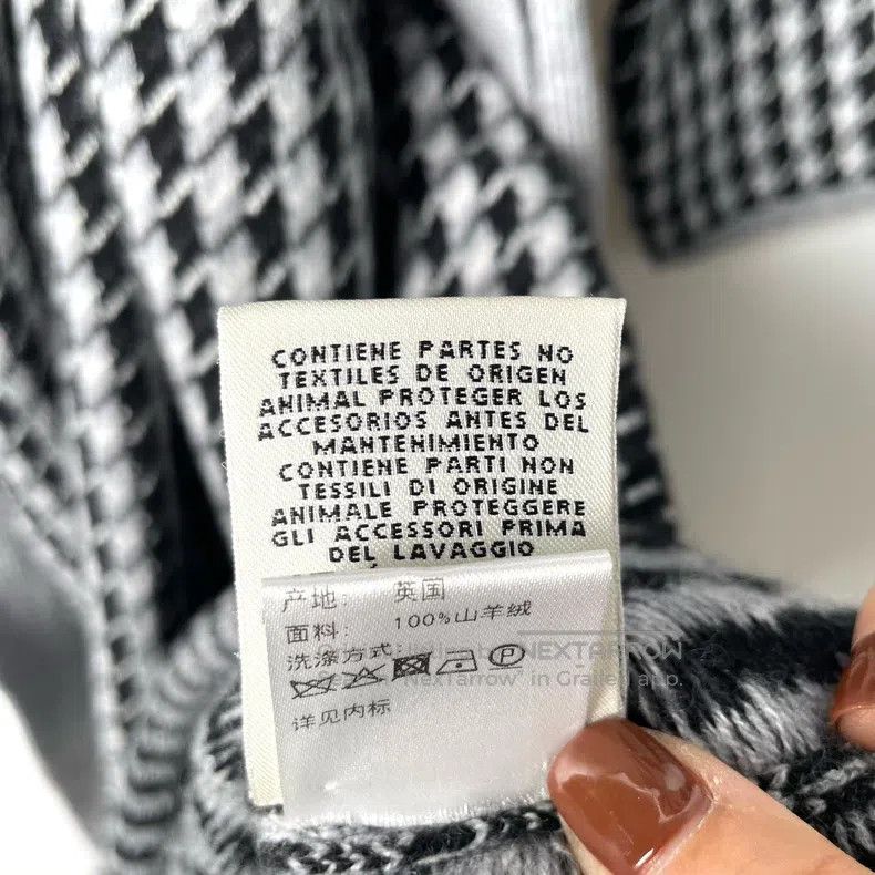 Hermes Hermes Gray houndstooth crewneck long-sleeve wool-knit dre Size XXS / US 00 / IT 34 - 7 Thumbnail