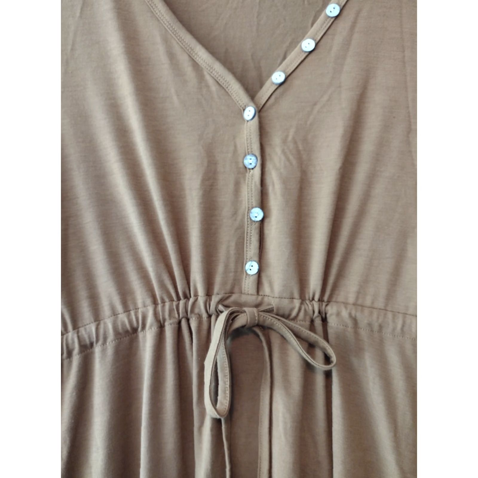 Vintage Kojooin V-Neck Midi Dress L Women's Orange High Waist Long Sleeve Button Dress Size L / US 10 / IT 46 - 7 Thumbnail