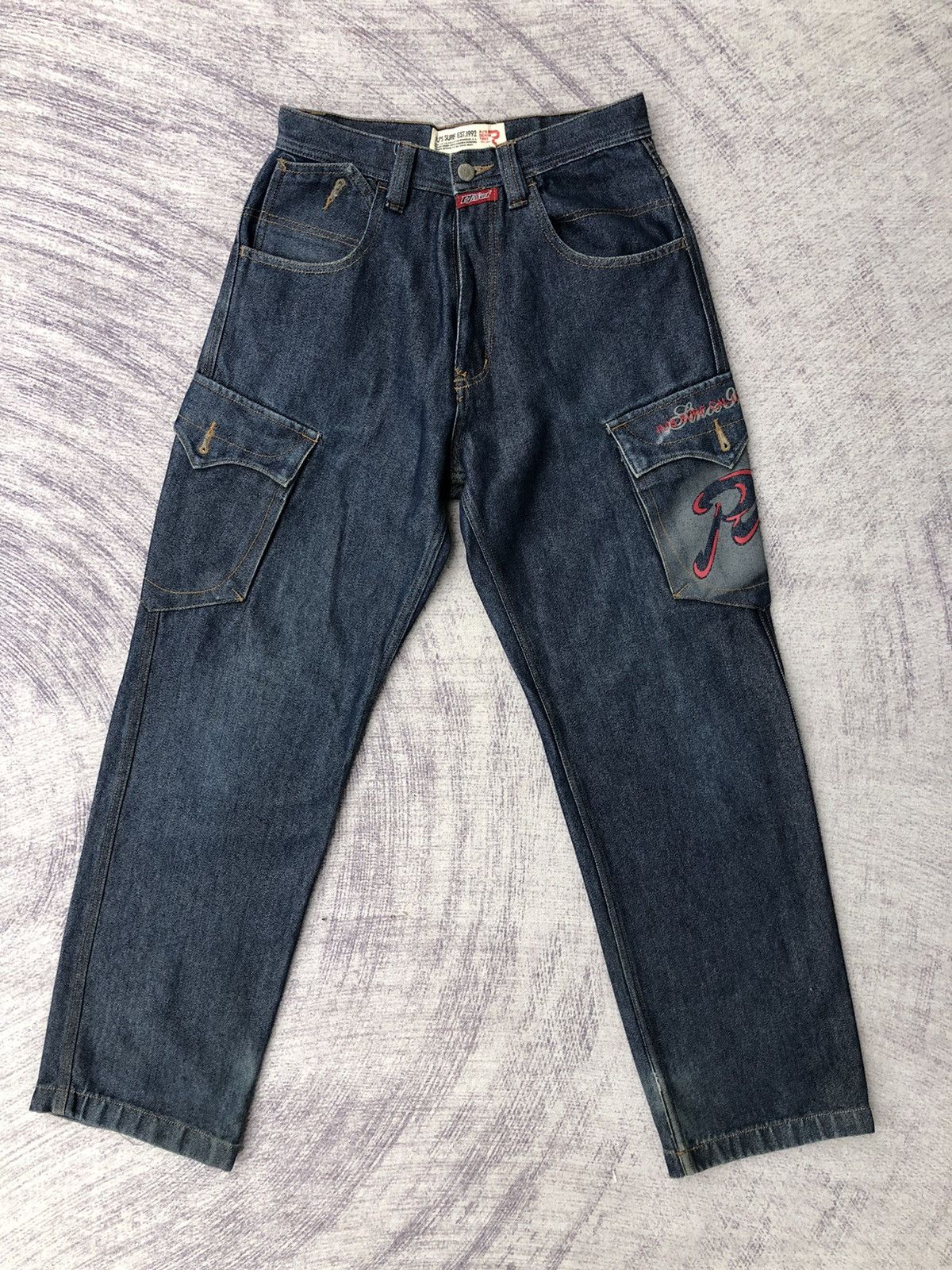 Japanese Brand PJ's Japanese Surfwear Hip Hop Jeans Cargo Shiny Pants Size US 27 - 2 Thumbnail