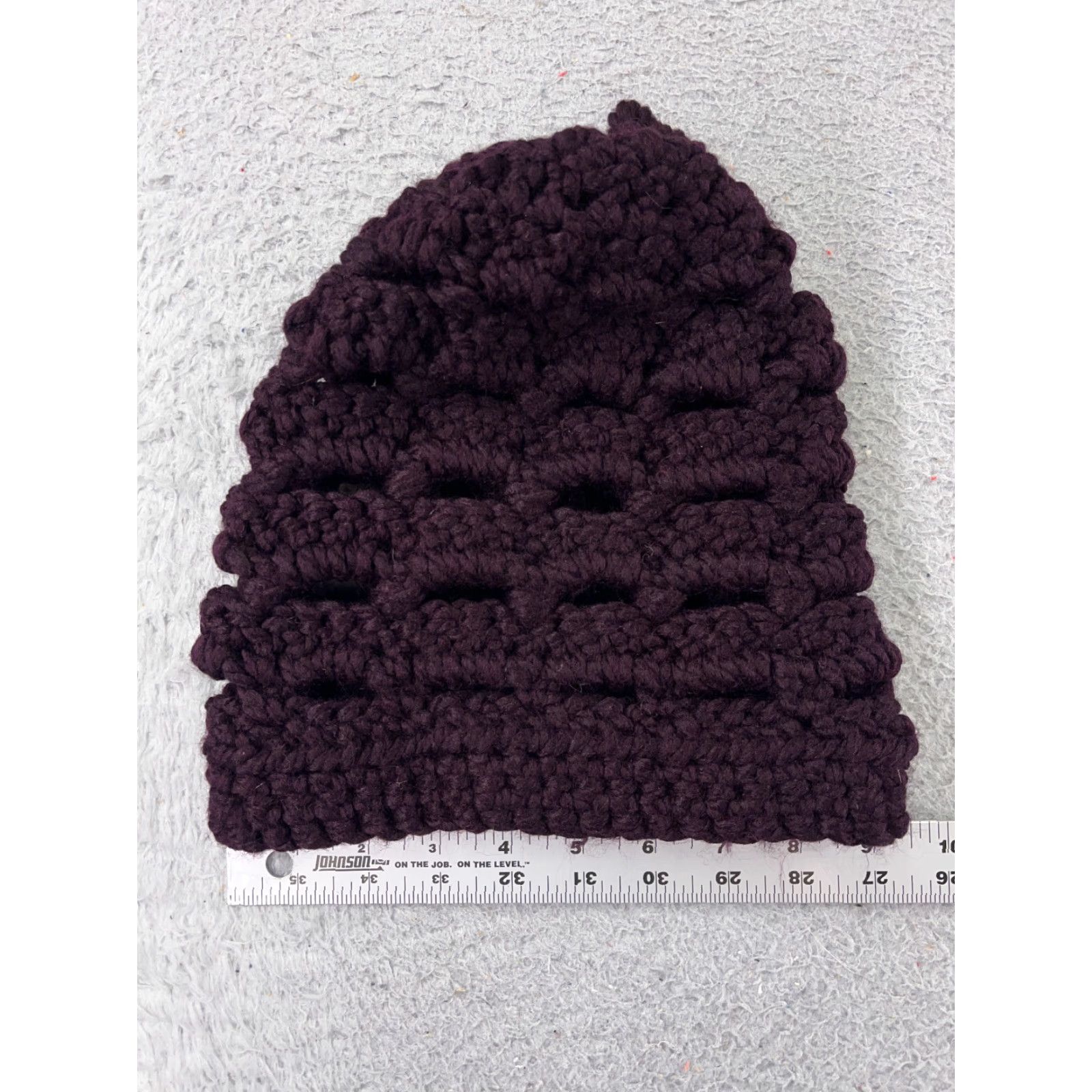 Vintage VINTAGE Handmade Beanie Toque Womens One Size Purple Crochet Knit Breathable Acrylic Ski Size ONE SIZE - 4 Thumbnail