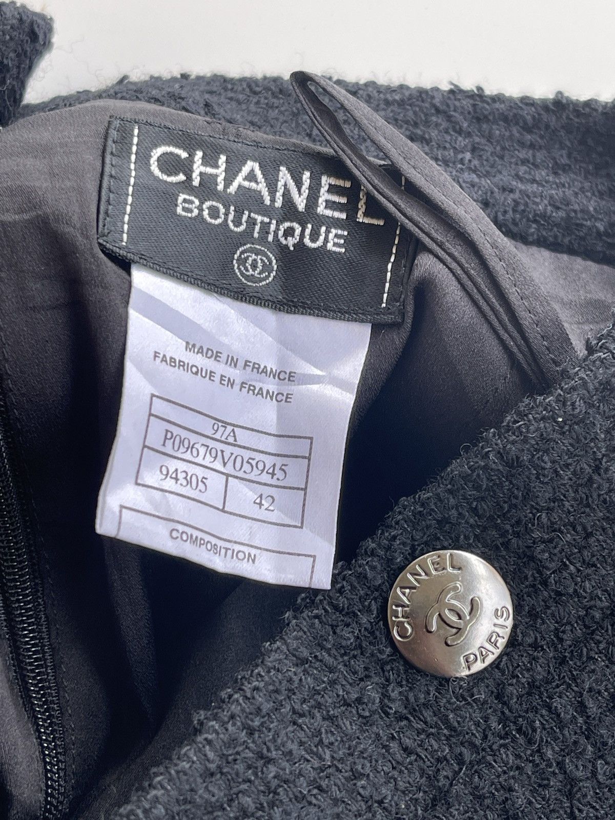 Chanel FW1997 Chanel Wool Bouclette Black Skirt Size 28" / US 6 / IT 42 - 5 Thumbnail