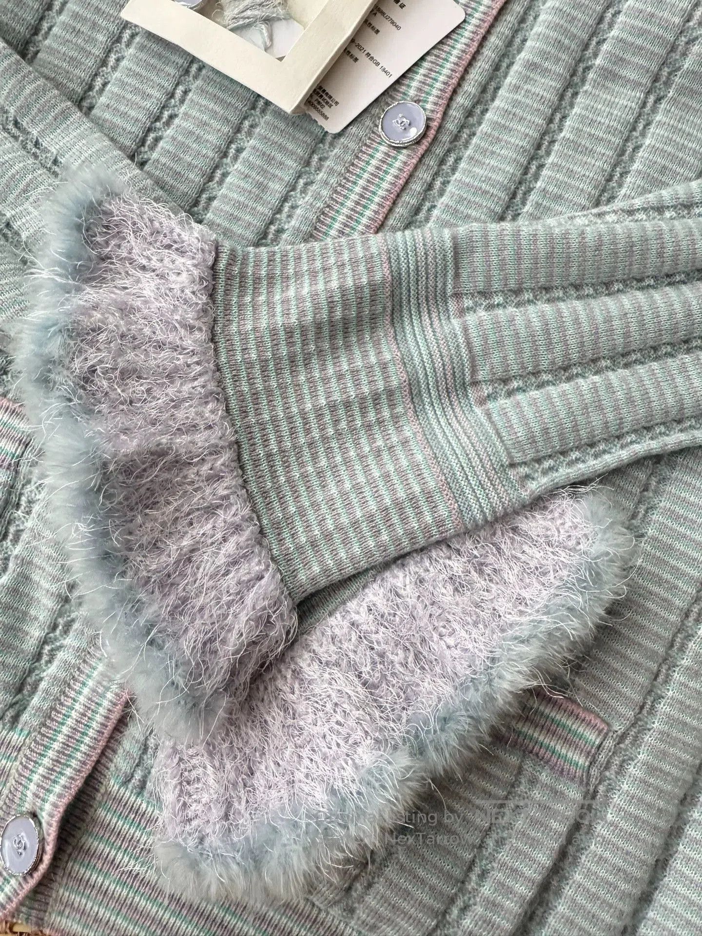 Chanel Chanel Blue Fuzzy Sleeve Knit Cardigan. Size US S / EU 44-46 / 1 - 5 Thumbnail