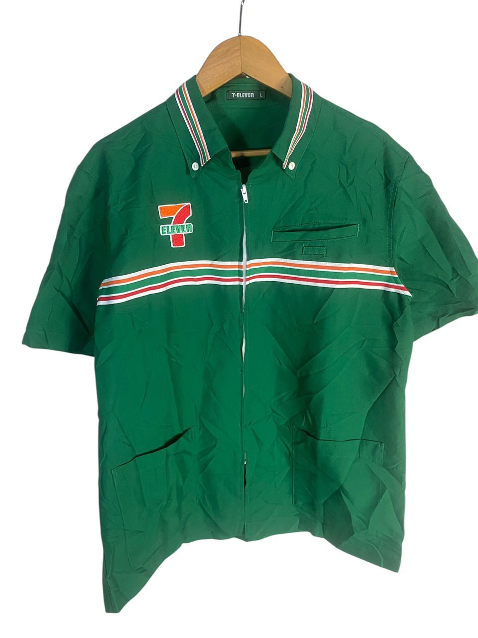 Japanese Brand Vintage 7-eleven spellout uniform zipper shirt Size US L / EU 52-54 / 3 - 2 Thumbnail
