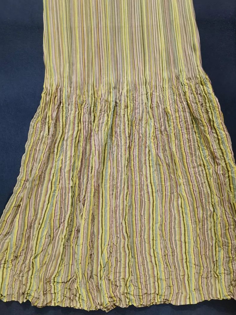Issey Miyake Issey Miyake Yellow-green striped dress Size XXL / US 16-18 / IT 52-54 - 3 Thumbnail