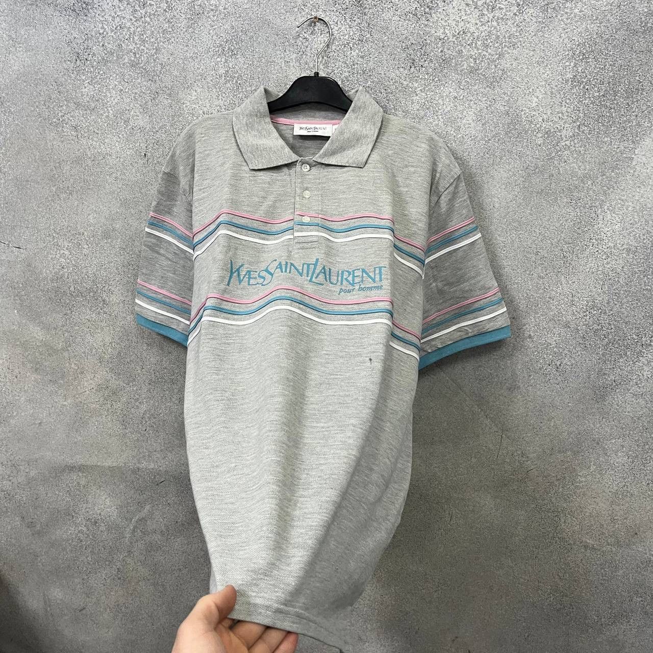 Vintage Yves Saint Lauren Vintage Polo T-shirt Grey Size US XL / EU 56 / 4 - 6 Thumbnail