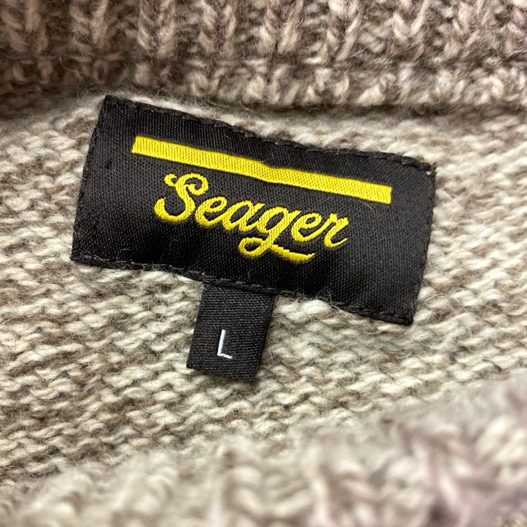Vintage Seager Wharf Knit Wool Blend Crewneck Fisherman Sweater Brown Tan L Mens Pullover Crew Neck Knit Wool Blend Salt Pepper, Long Sleeve, Vintage No Size US L / EU 52-54 / 3 - 3 Thumbnail
