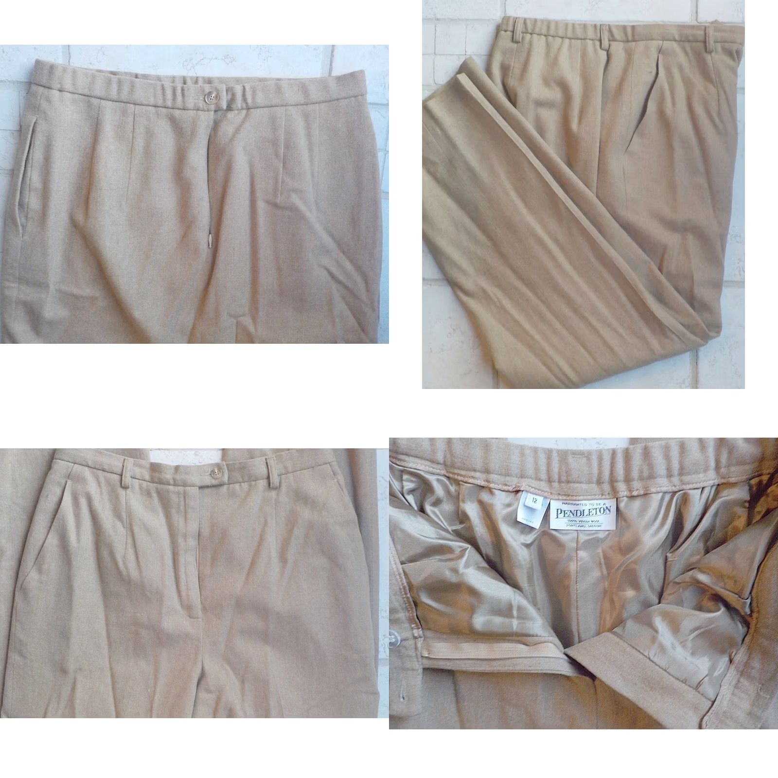Pendleton VTG PENDLETON 3 Piece Pant & Skirt Suit Tan 100% Virgin Wool Size 12 Womens Blazer Coat Pants Skirt Set Size 34" / US 12 / IT 48 - 8 Thumbnail