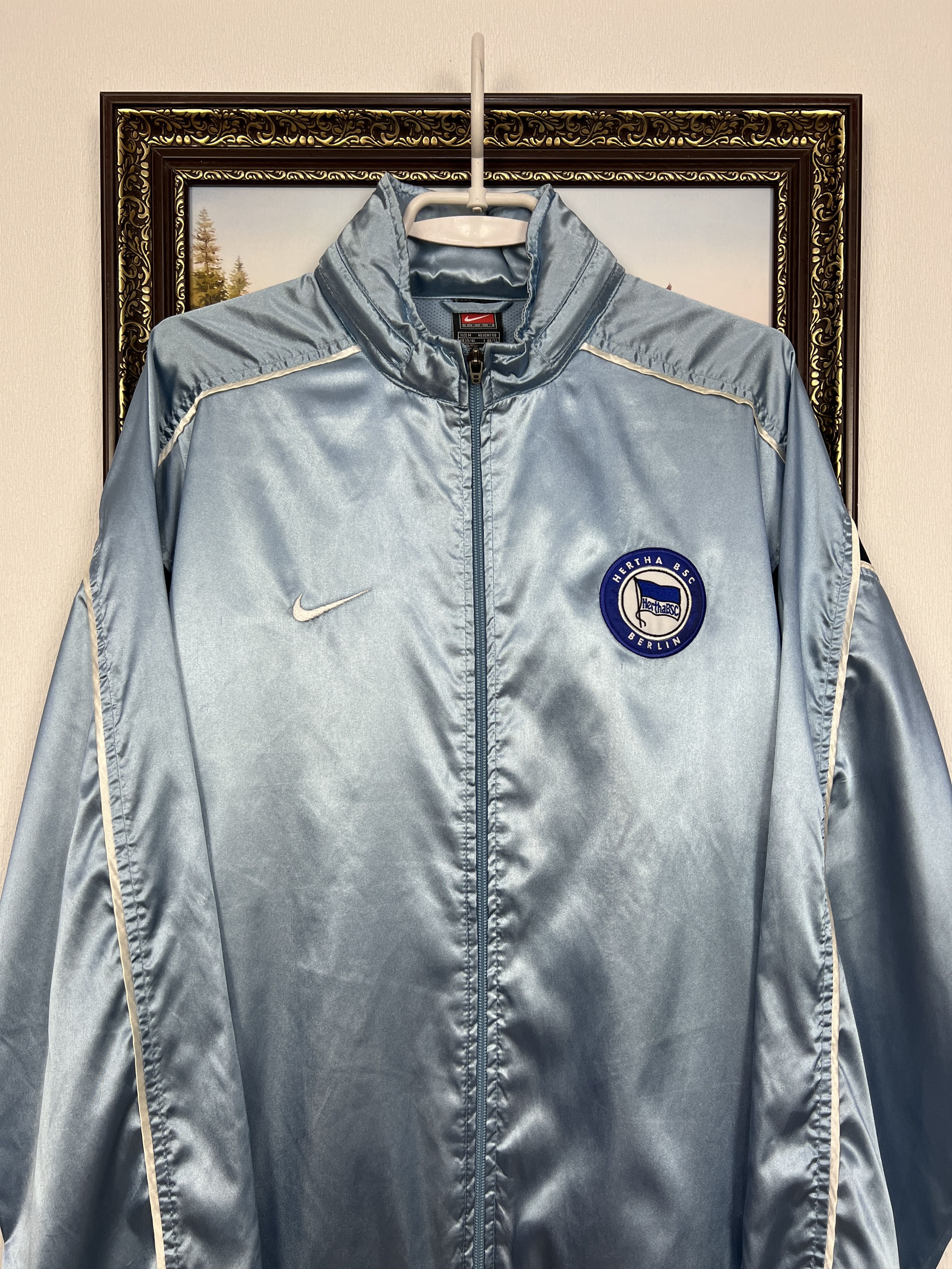 Nike Vintage 90's Nike Hertha Football Satin Jacket Soccer Size US M / EU 48-50 / 2 - 2 Thumbnail
