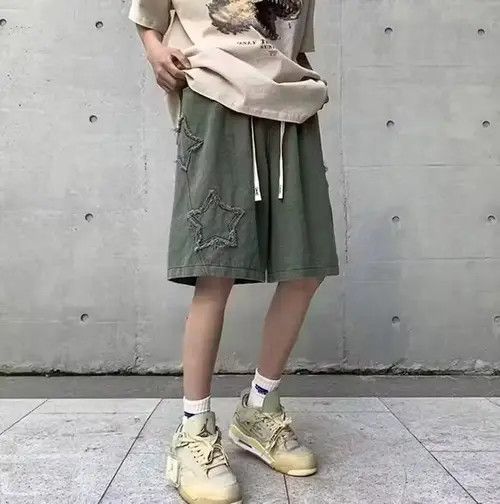 Japanese Brand × Jean Star Patchwork Streetwear Army Cargo Shorts y2k Size US 28 / EU 44 - 2 Thumbnail