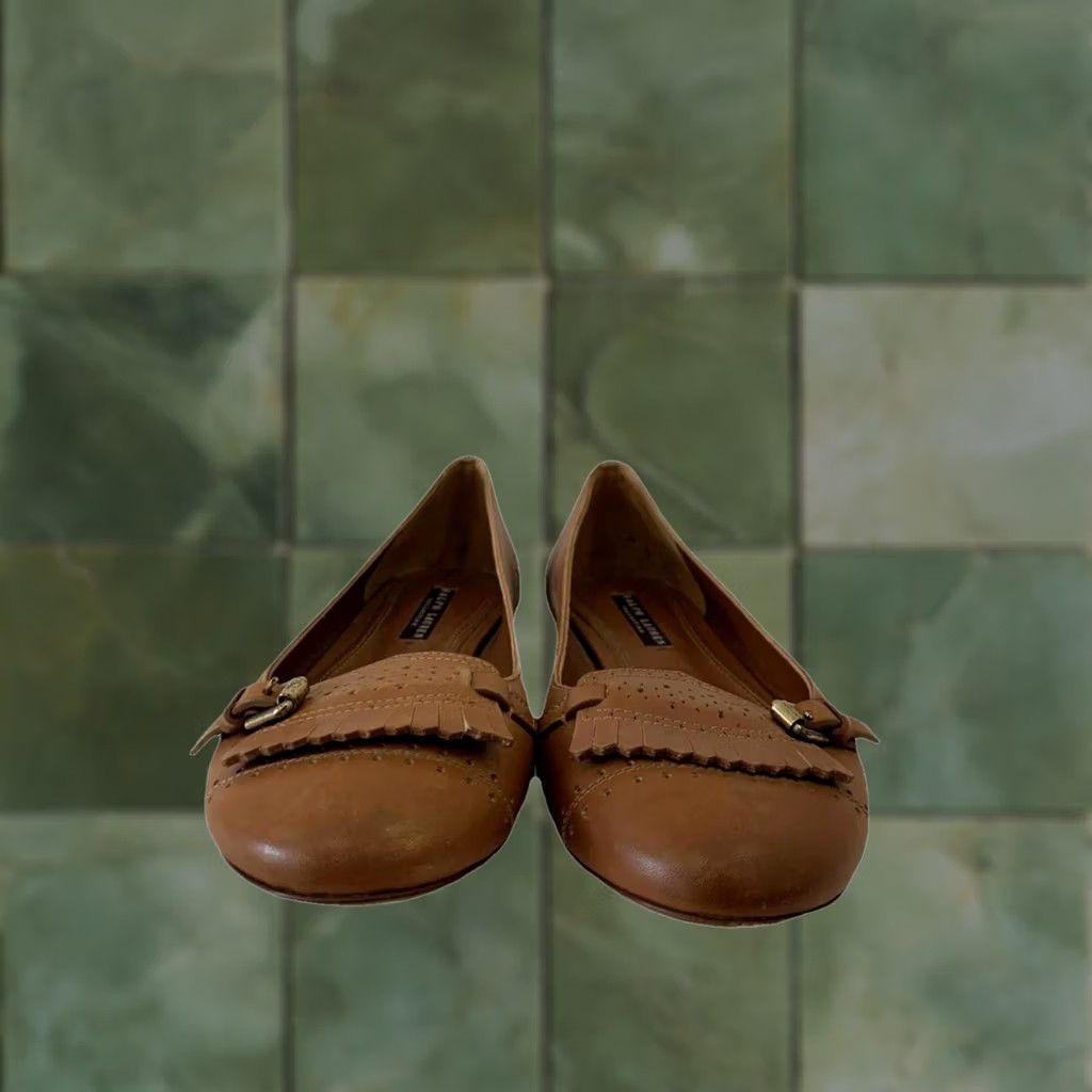 Ralph Lauren Ralph Lauren Collection Women’s Leather Flats Loafers Fringe Buckle Brown 8 Womens Leather Flats Loafers Fringe Buckle Leather Brown Jessica Size US 8 / IT 38 - 1 Thumbnail