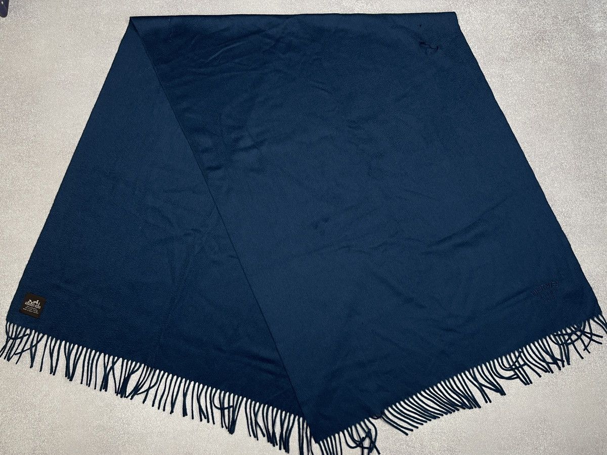 Hermes Hermes Sellier Paris Double Face Stole/Scarf Indigo Cashmere Size ONE SIZE - 8 Thumbnail