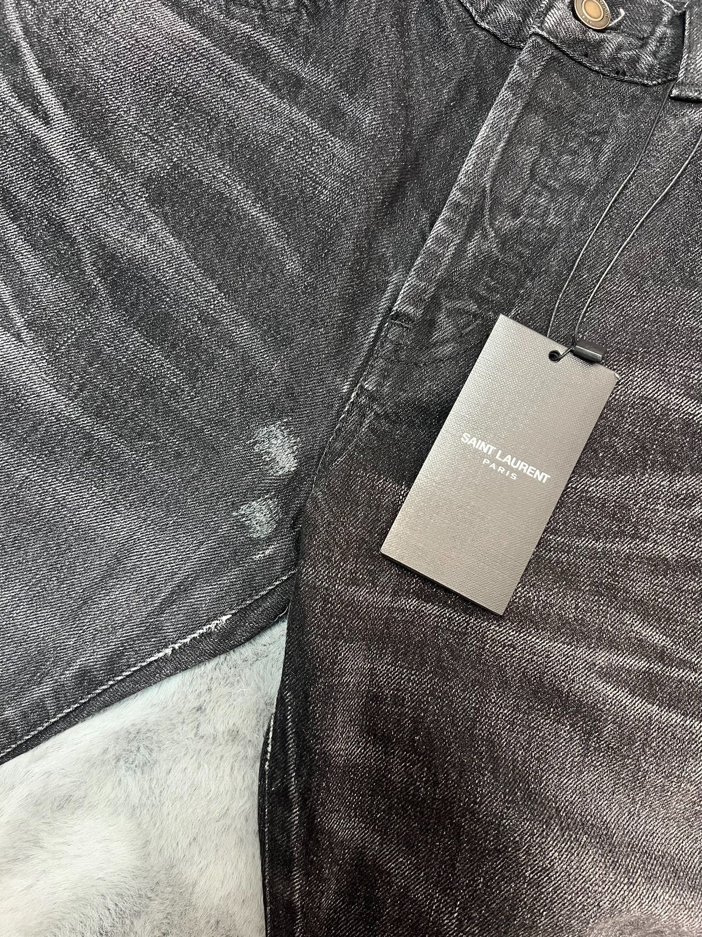 Saint Laurent Paris Saint laurent Smoky Black Water Ripple Washed Slim Straigh Size US 31 - 4 Thumbnail