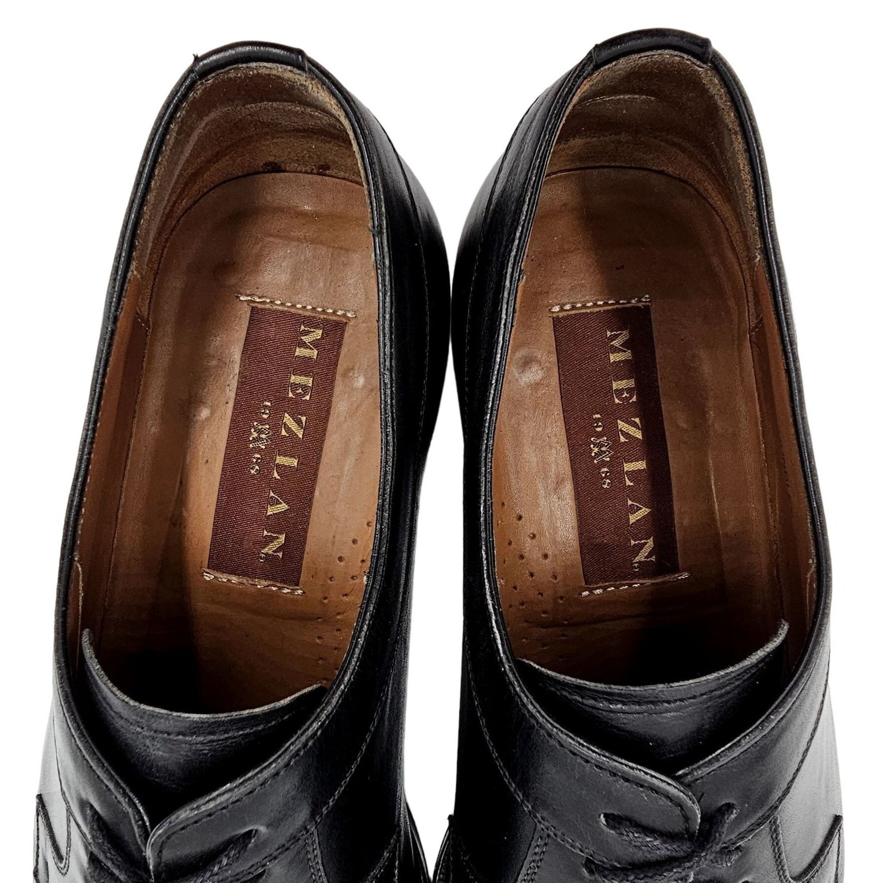 Mezlan Mezlan Spain Mens 8 Black Calfskin Leather Dress Shoes Derby Size US 8 / EU 41 - 4 Thumbnail