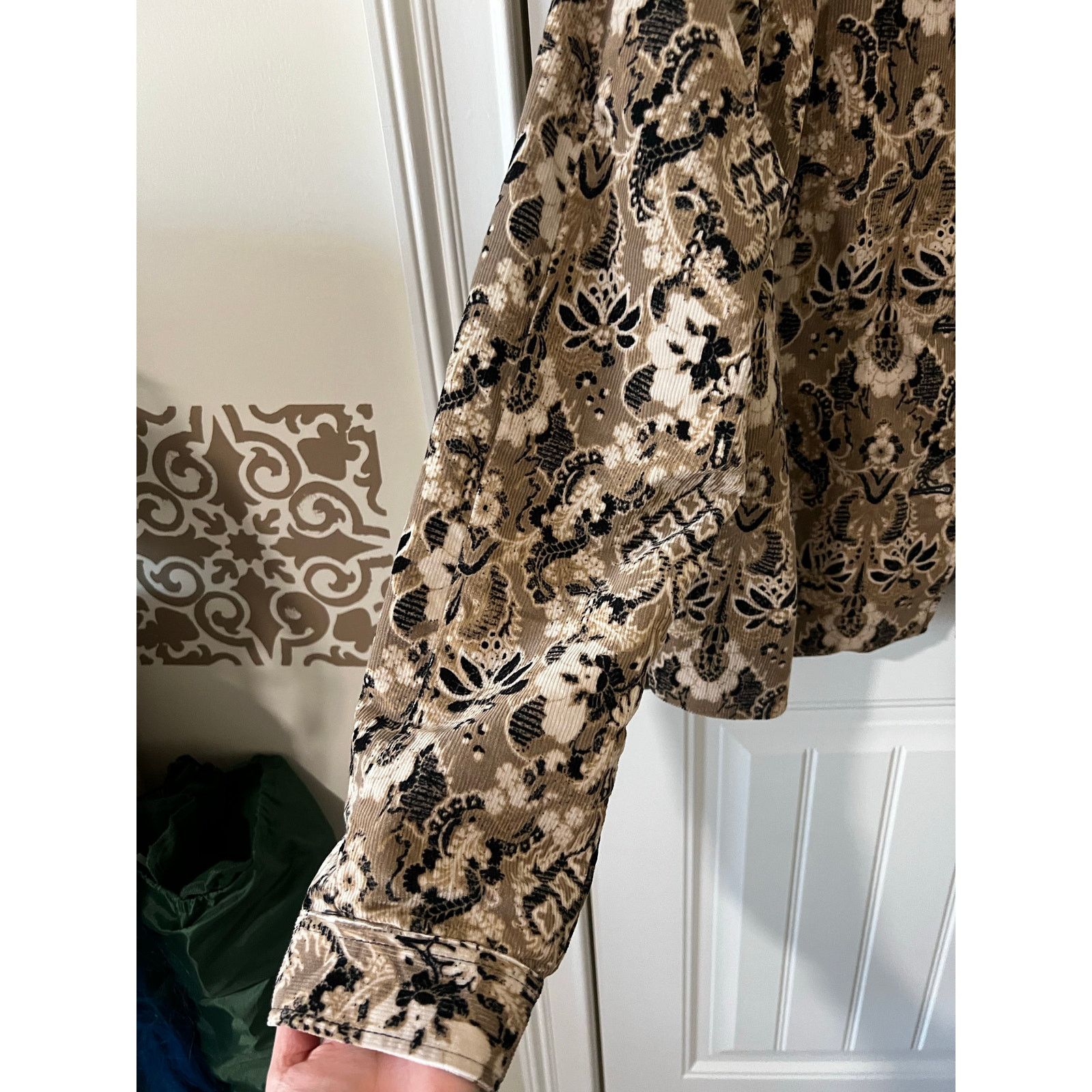 Charter Club Women’s Corduroy Blazer Jacket Beige Taupe Floral Button Up Size XL / US 12-14 / IT 48-50 - 2 Thumbnail