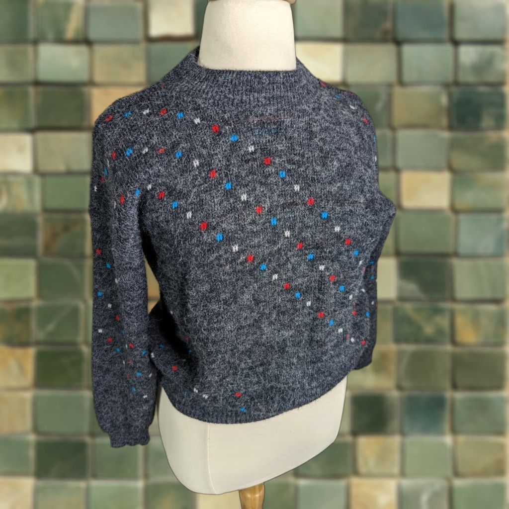Vintage VINTAGE Glamour-Knit Gray Mock Neck Sweater USA Made Women's Size Large S4C Size L / US 10 / IT 46 - 1 Thumbnail