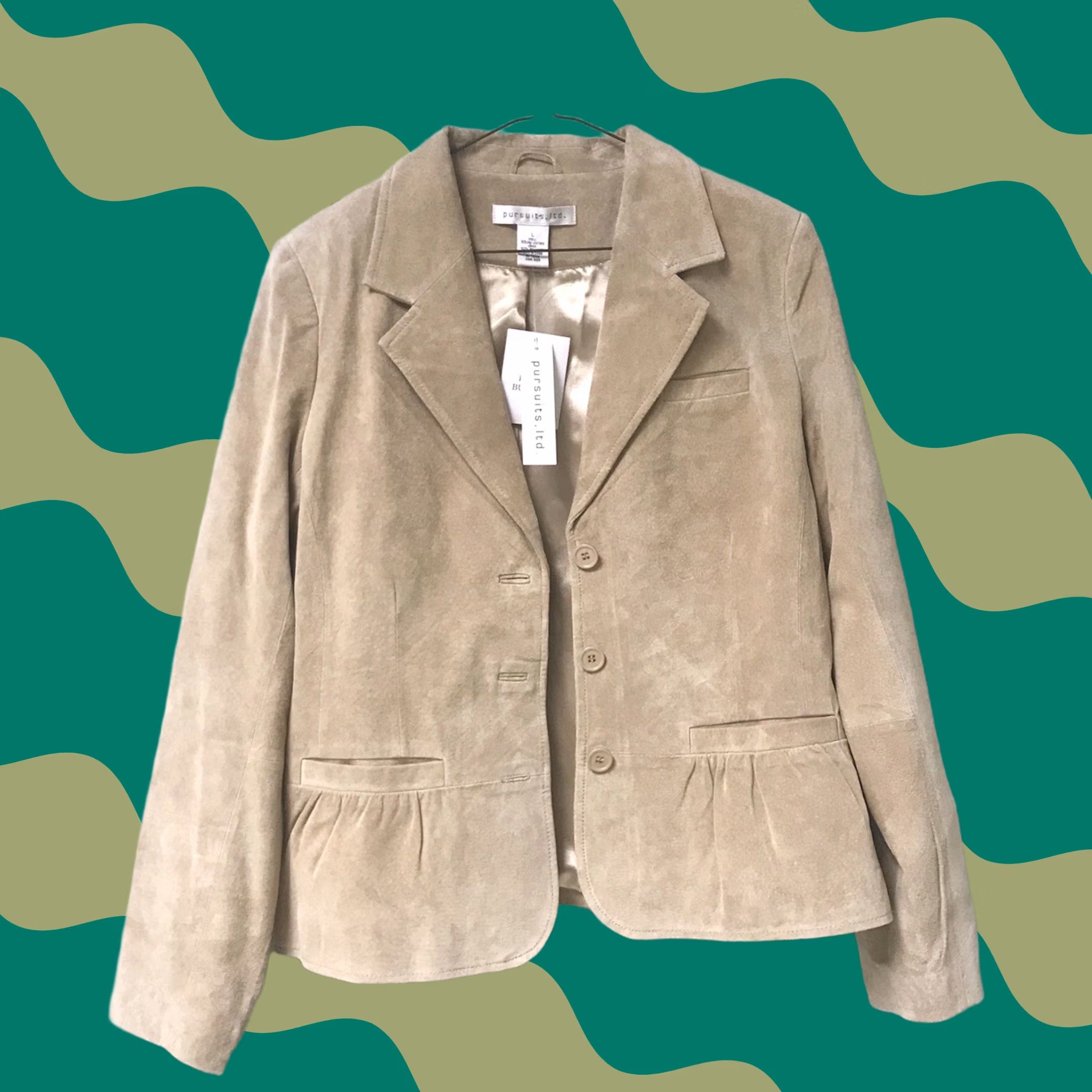 Camel Pursuits Ltd Women Camel Brown Leather Button-Up Career Blazer Jacket L Size L / US 10 / IT 46 - 1 Thumbnail