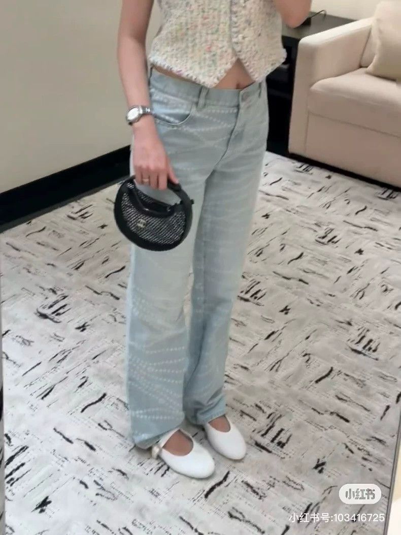 Chanel Chanel 25P light blue knitted chain straight jeans Size 24" / US 00 / IT 34 - 9 Thumbnail