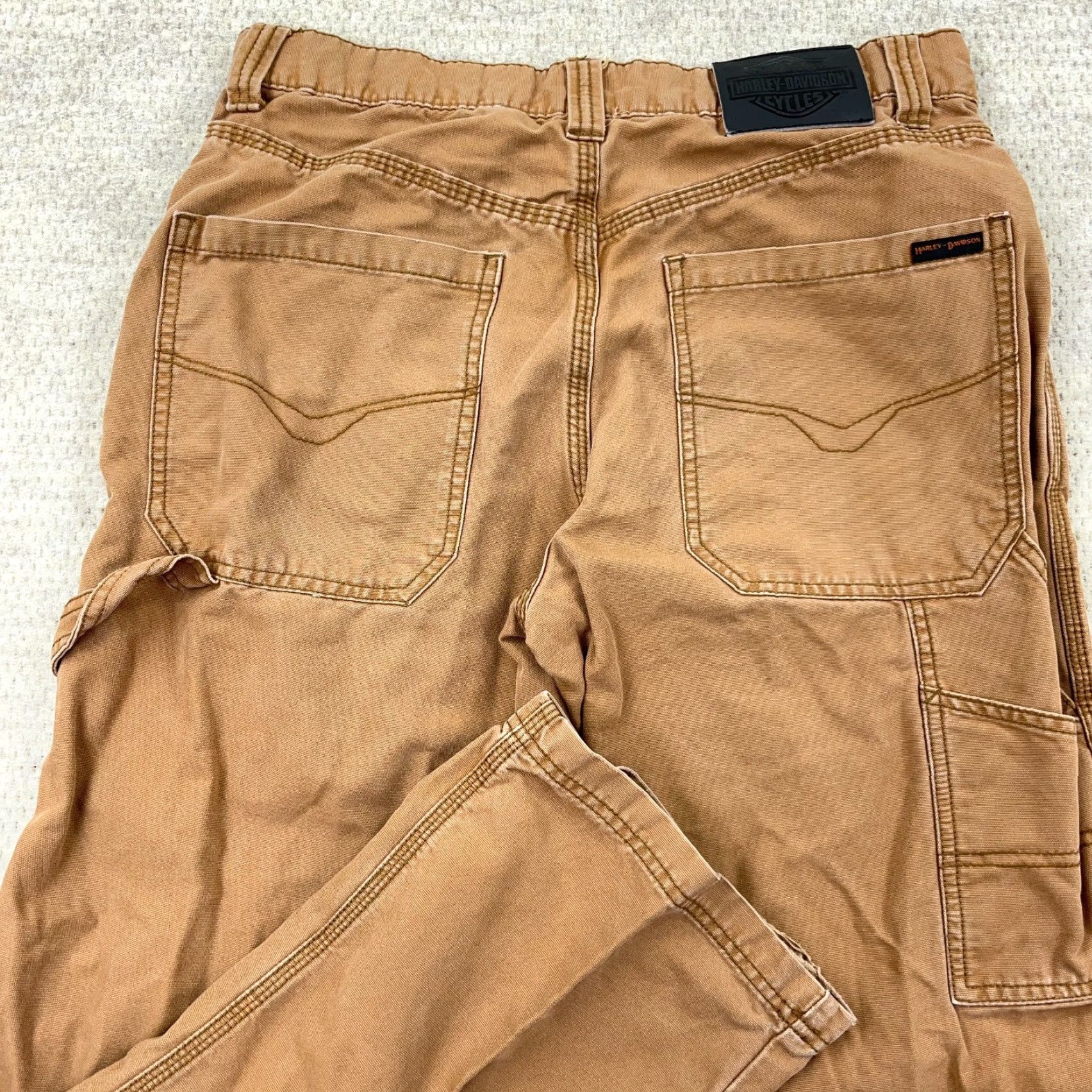 Harley Davidson VINTAGE Harley-Davidson Carpenter Pants Men 32x32 Brown Canvas Workwear Casual 90s/2000s Mens Brown 32x32 Carpent er Pants Size US 32 / EU 48 - 3 Thumbnail