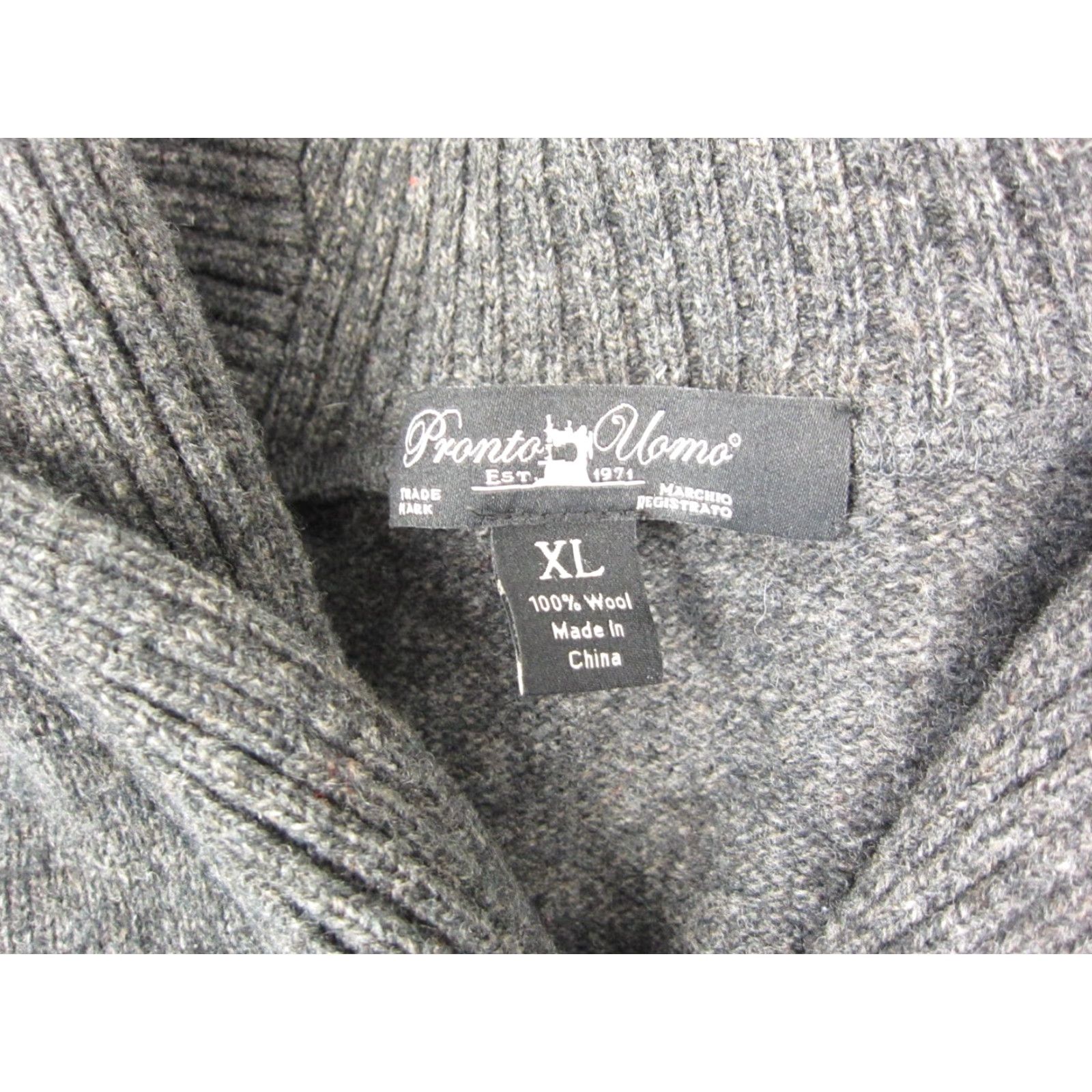 Pronto Uomo Pronto-Uomo Sweater Mens XL Gray Wool Collared Pullover Knit Solid Casual Size US XL / EU 56 / 4 - 6 Thumbnail