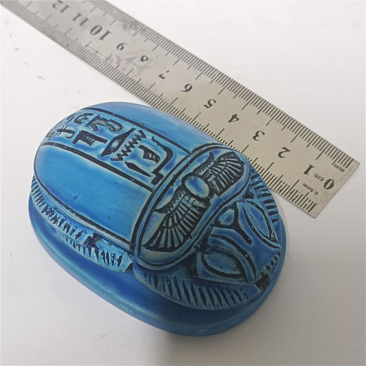 Handmade Vintage-style blue scarab Egyptian collectible gift Size ONE SIZE - 6 Thumbnail