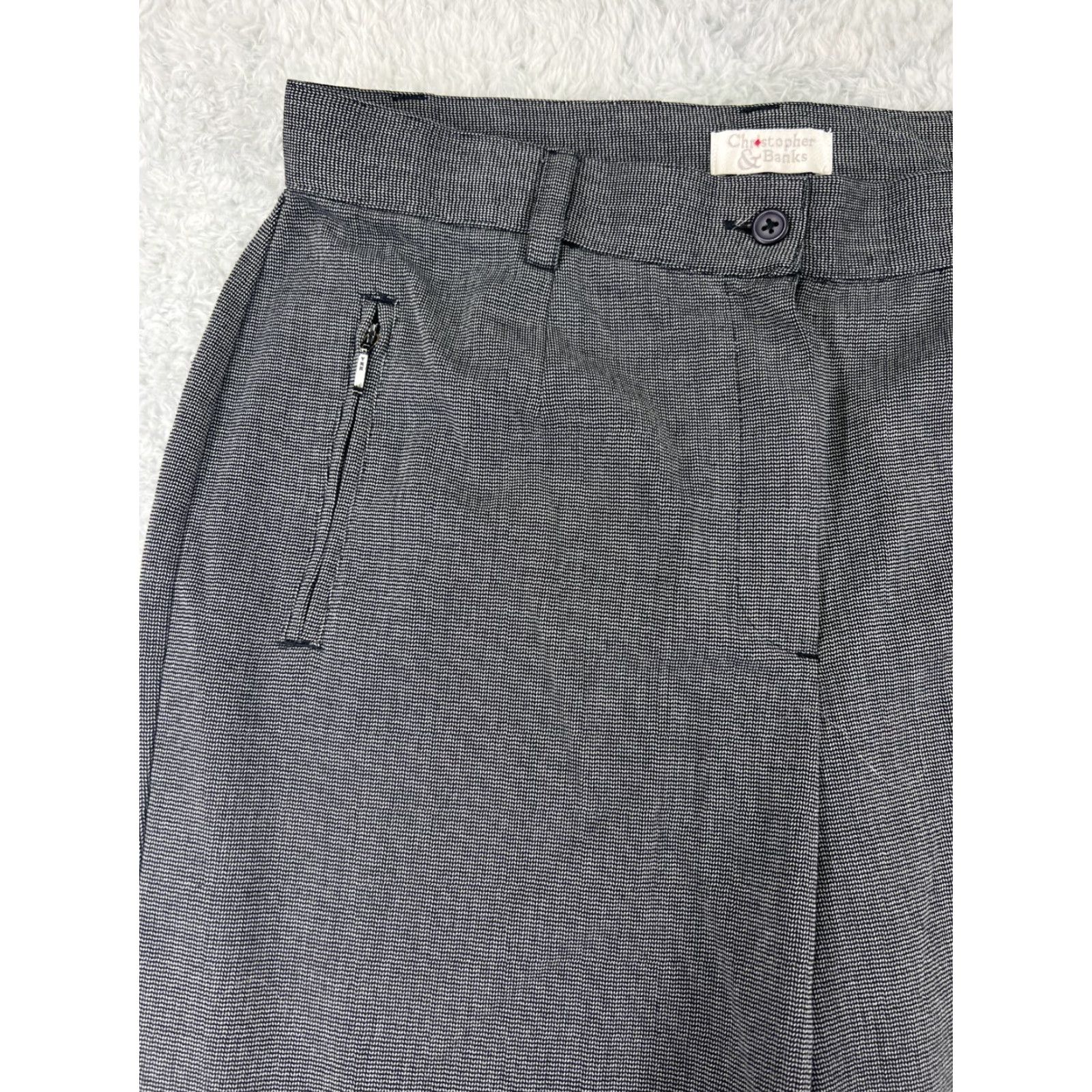 Vintage Christopher & Banks Women's Pants Size 10 Gray Cotton Blend Straight Leg Chino Stretch Casual Size 32" / US 10 / IT 46 - 5 Thumbnail
