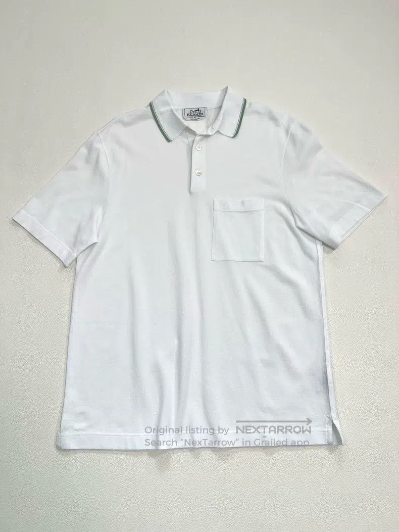 Hermes Hermes Men's polo shirt with green collar Size US M / EU 48-50 / 2 - 1 Thumbnail