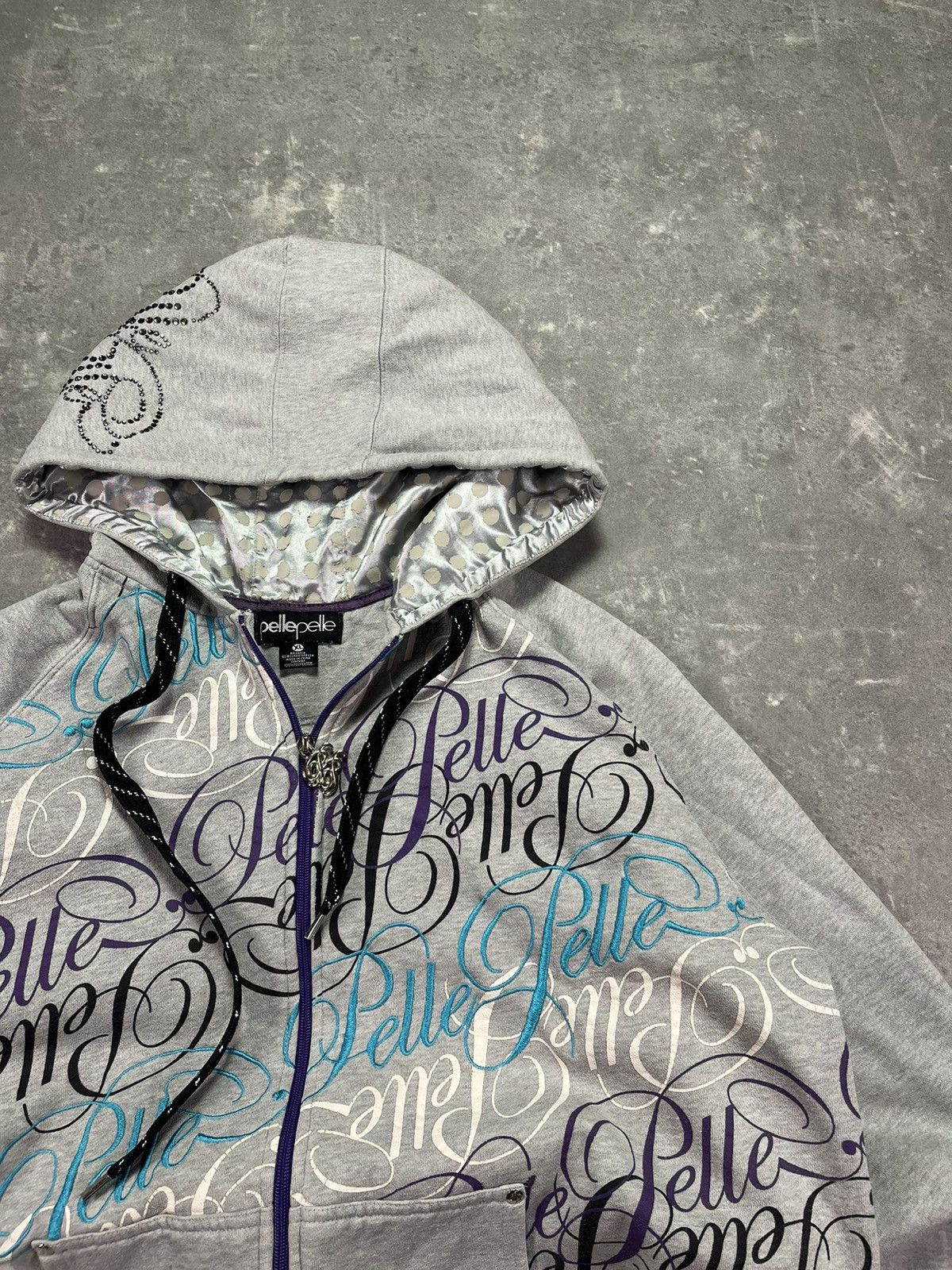 Pelle Pelle Pelle Pelle Multilogo Printed Studded Baggy Zip Hoodie XL Size US XL / EU 56 / 4 - 4 Thumbnail