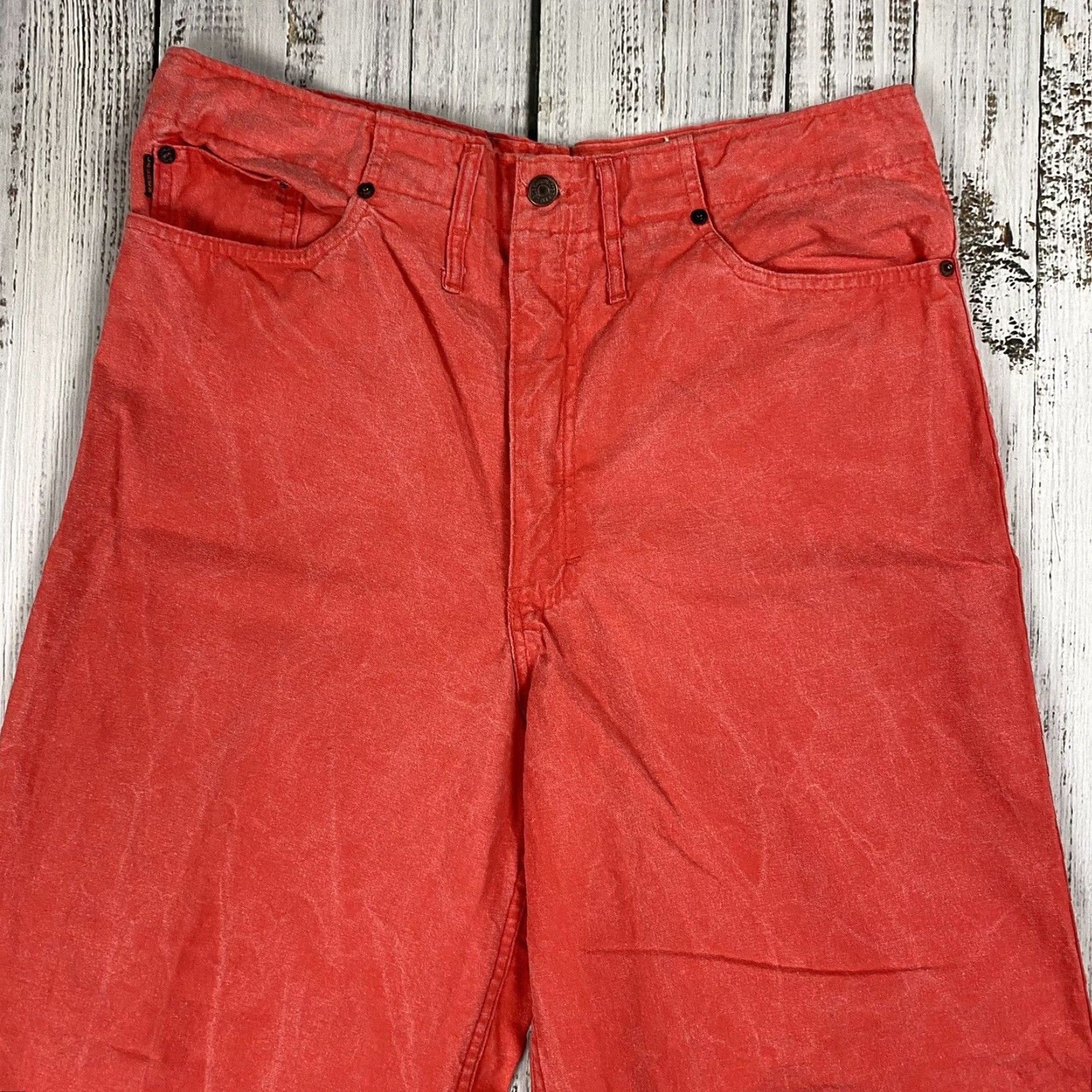 Ralph Lauren VINTAGE RALPH LAUREN WIDE LEG JEANS Womens 10 Vibrant Red Denim 80s Made in USA Size 32" / US 10 / IT 46 - 2 Thumbnail