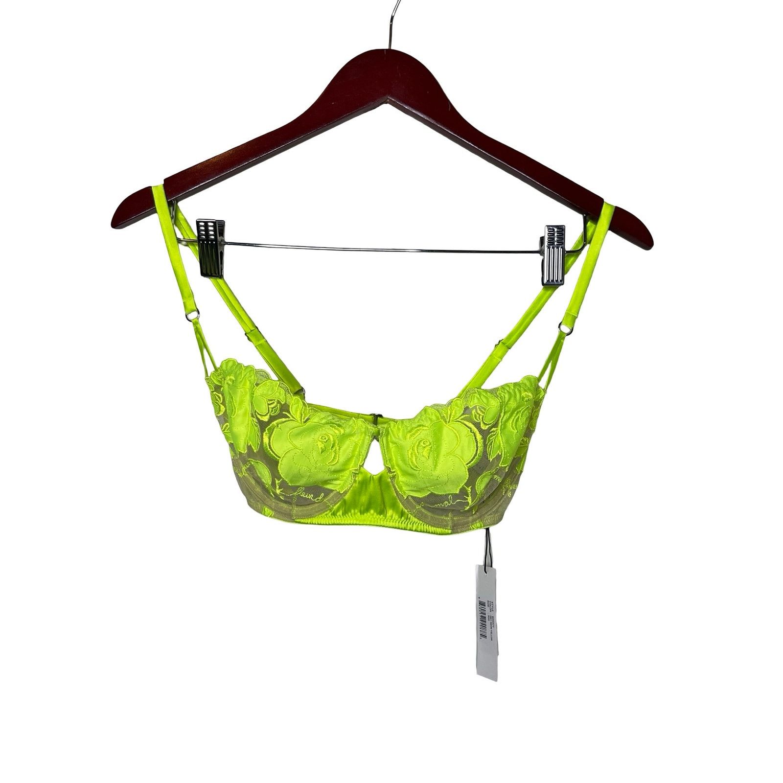 Fleur du Mal New Fleur du Mal Rose Logo Embroidery Balconette in neon 30G Size ONE SIZE - 2 Thumbnail
