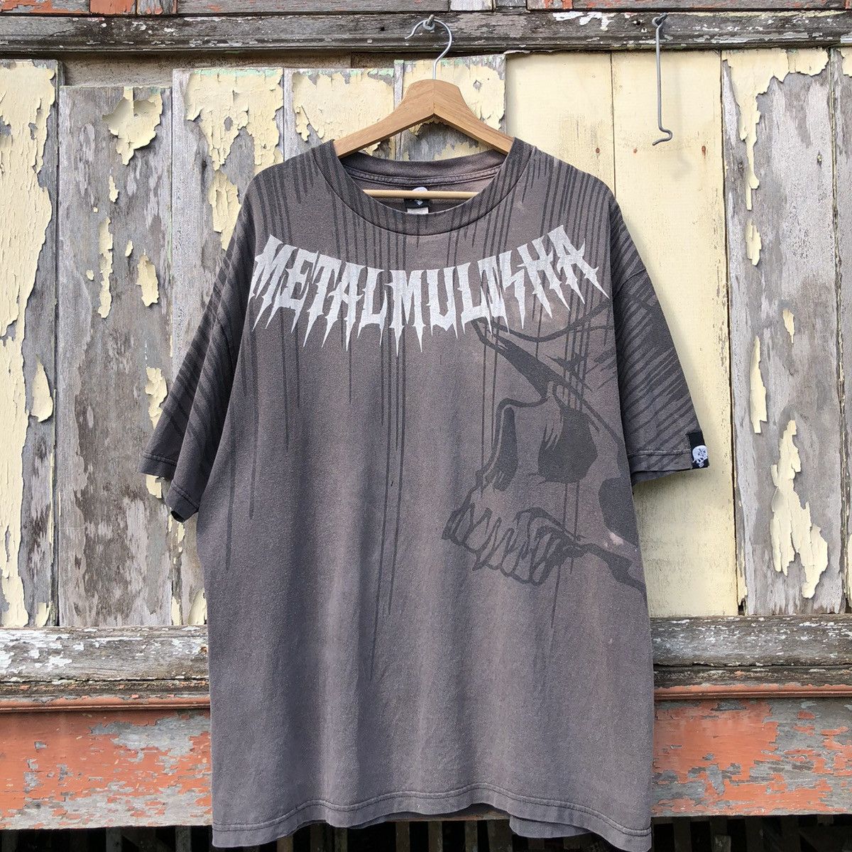 image of Steals Vintage Y2K Faded Metal Mulisha Over Saiz Tshirt in Brown, Men's (Size XL)