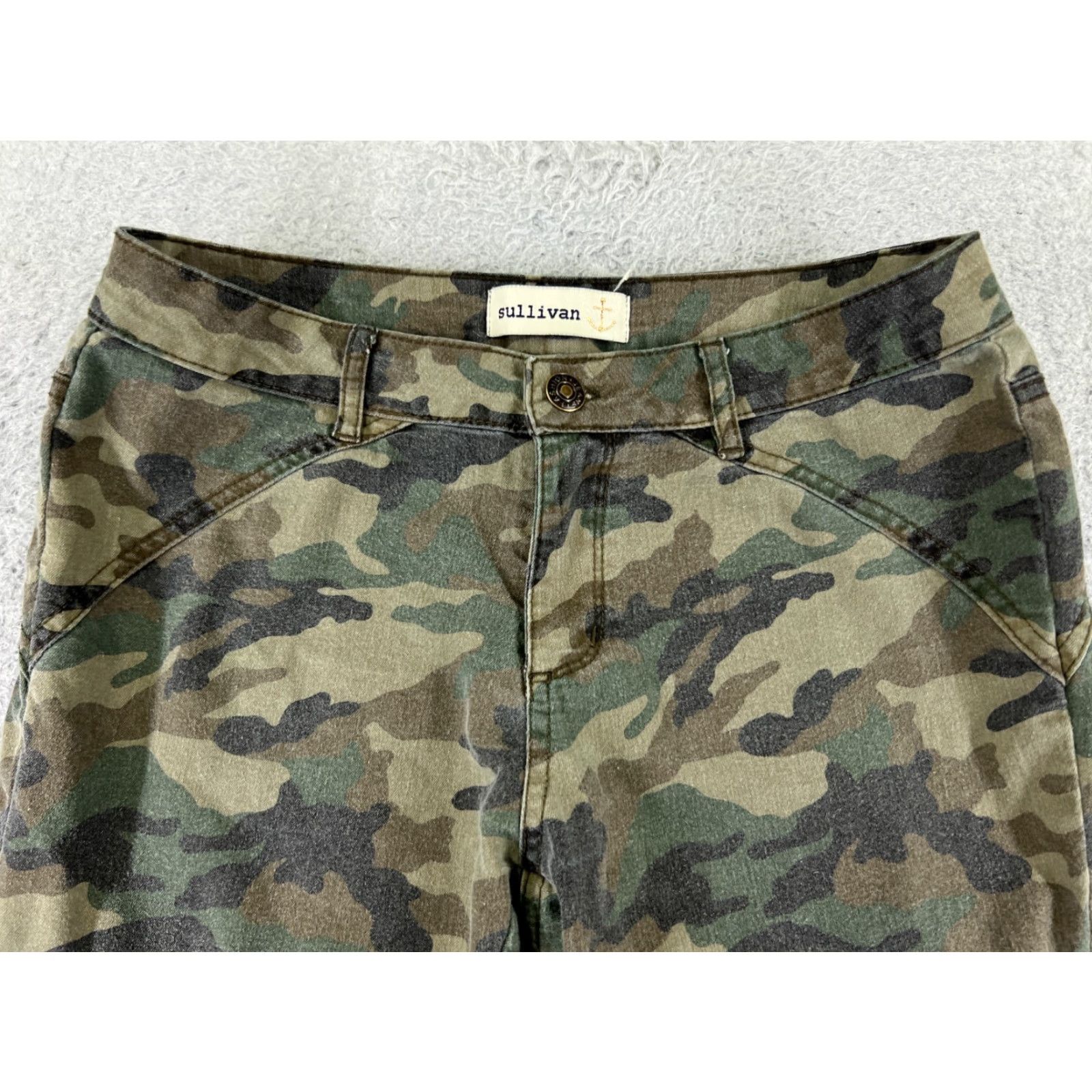 Vintage Sullivan Womens Jeans Skinny Green Woodland Camo Cotton Blend 24x27 Small Regular 5-Pocket Stretch Elastic Waist Denim Modern 24 27 Mens? Size 28" / US 6 / IT 42 - 4 Thumbnail