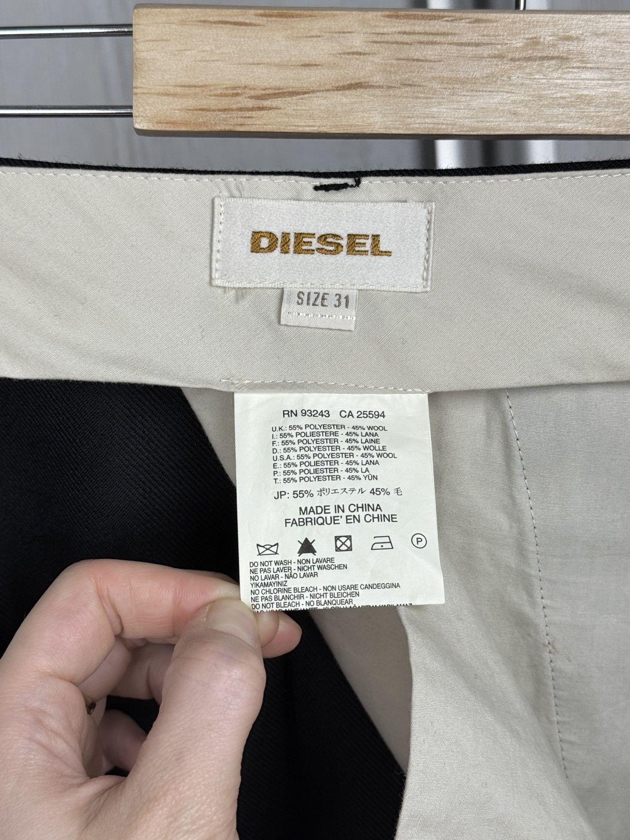 Diesel Diesel Black Wool blend classic unformal casual pants Size US 31 - 11 Thumbnail