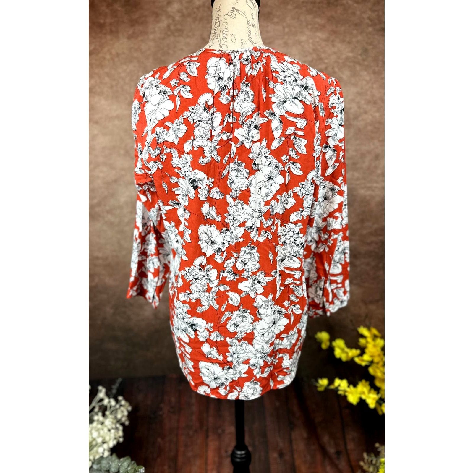Other Fun2Fun Maley Pleated Detail Blouse Rust/Cream size M Size M / US 6-8 / IT 42-44 - 12 Thumbnail