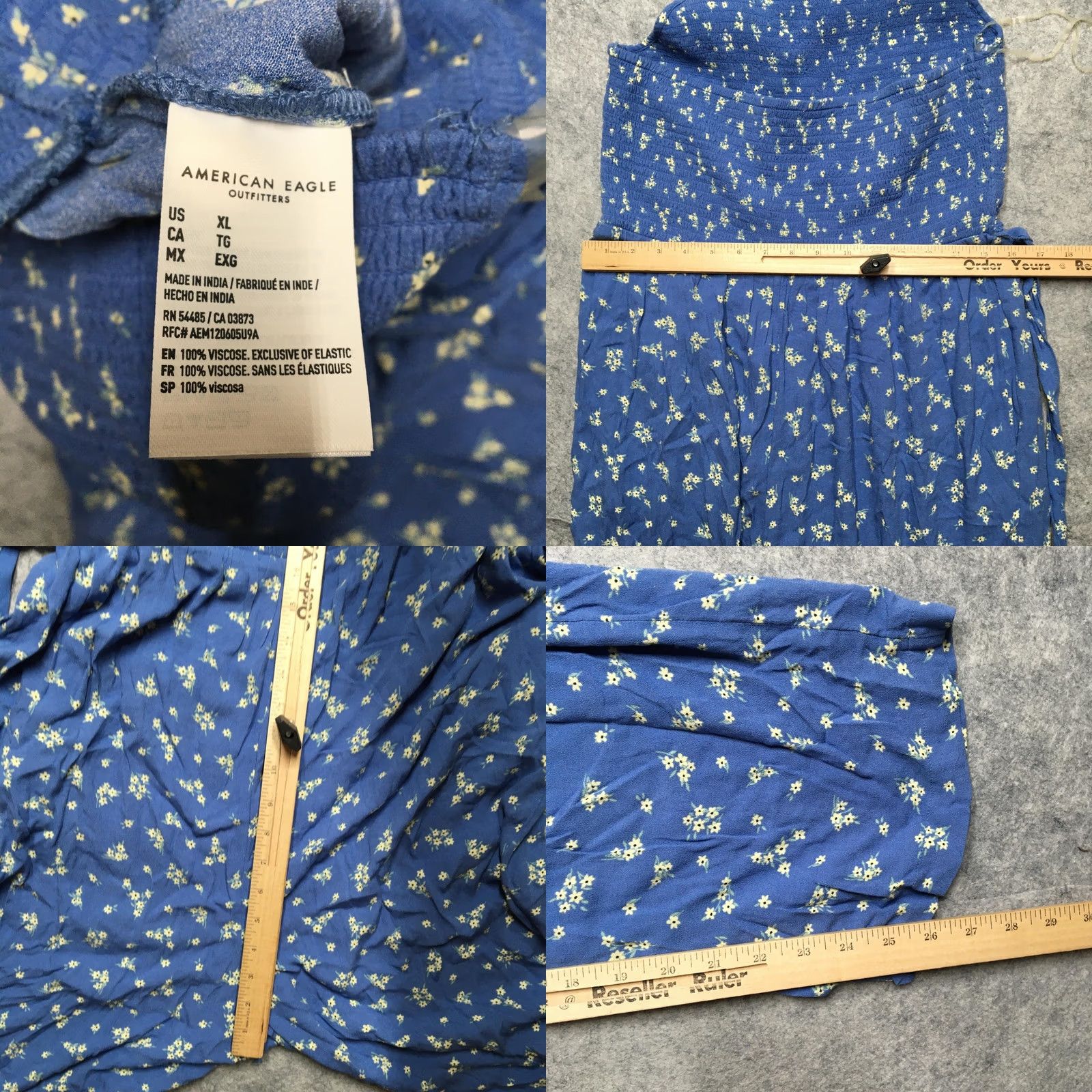 American Eagle Outfitters American Eagle Outfitters 2 Piece Set Womens XL Blue Floral Tank Pants Ruffle Shirt Pants Set Size 40" / US 18 - 8 Thumbnail