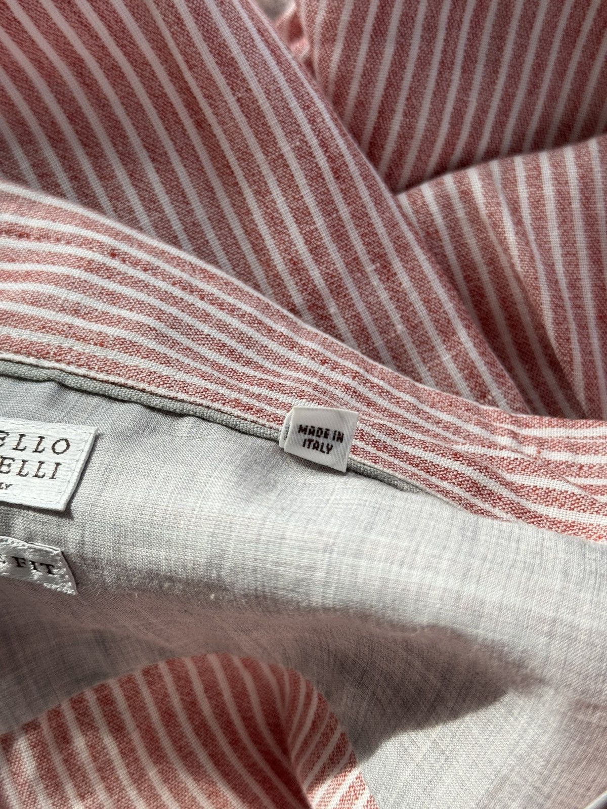 Brunello Cucinelli Red and White Striped Linen Leisure Fit XXXL Size US XXL / EU 58 / 5 - 21 Thumbnail
