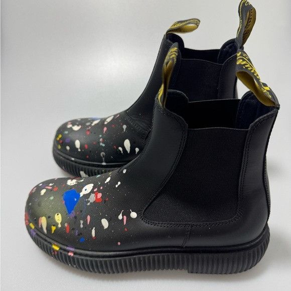 Lanvin Lanvin x Gallery Dept Arpege Ankle Boots Black Paint Splatte Size US 5 / EU 37 - 3 Thumbnail