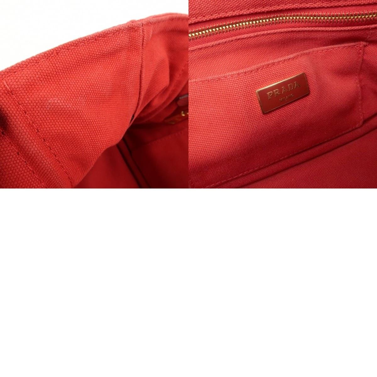 Prada Prada Canapa Mini Canvas Tote Red Size ONE SIZE - 7 Thumbnail