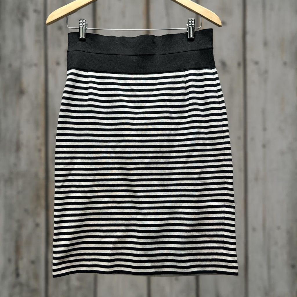 Akris Akris Skirt Women's 8 Black White Stripe Pencil High Waist Knee Length Vintage No Size 30" / US 8 / IT 44 - 1 Thumbnail