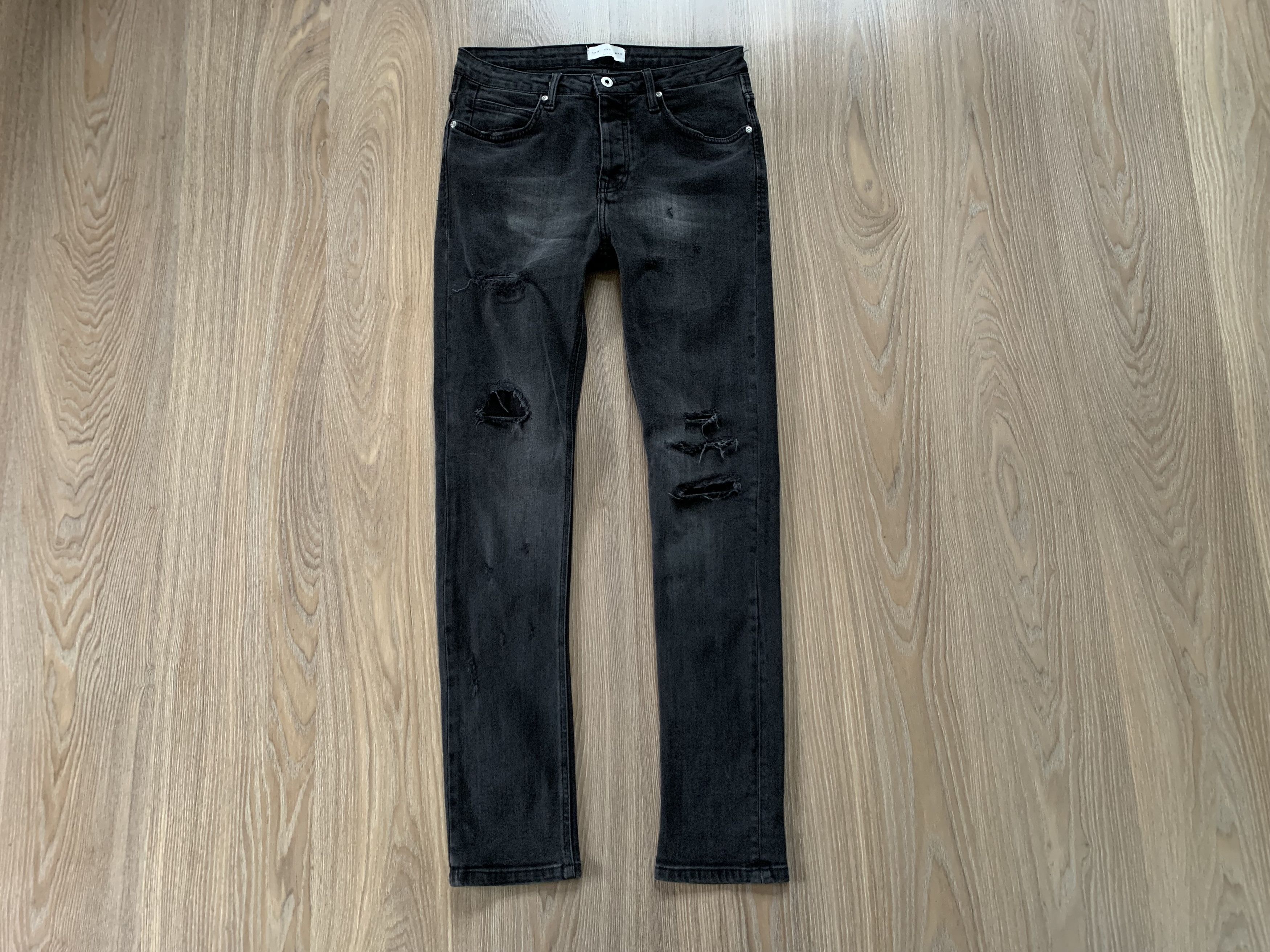 Zara Zara Man Stretch Black Distressed Jeans Size US 31 - 2 Thumbnail