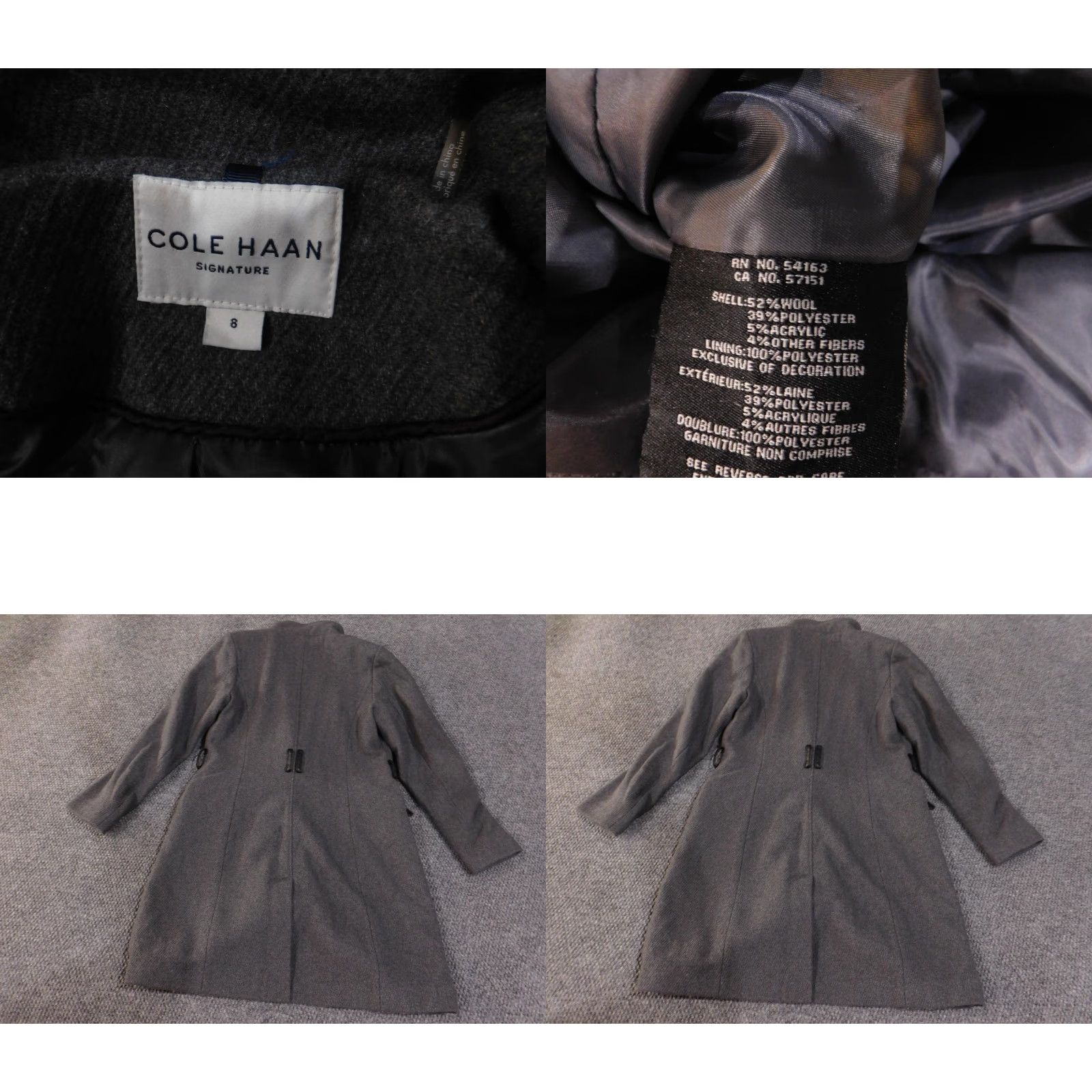 Cole Haan VINTAGE Cole Haan Signature Coat Womens 8 Gray Wool Blend Asymmetrical Zip Long Jacket Size M / US 6-8 / IT 42-44 - 8 Thumbnail