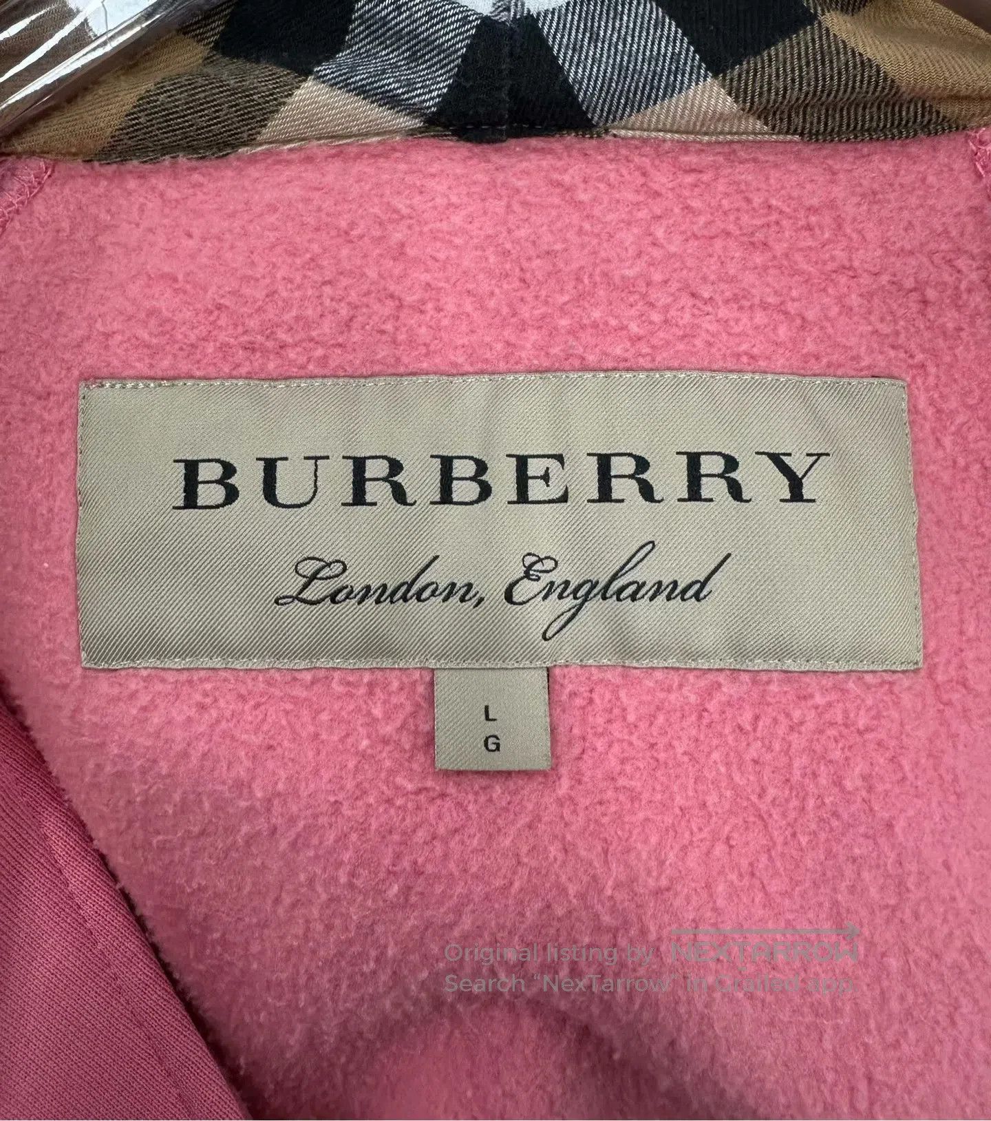 Burberry Burberry Pink Hooded Plaid Zip-up Hoodie Jacket| Size L / US 10 / IT 46 - 3 Thumbnail