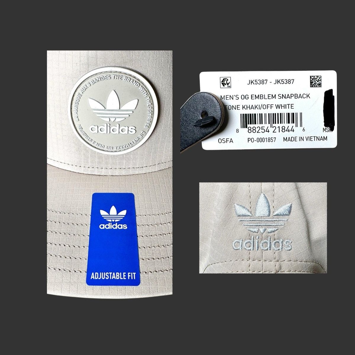 Adidas Adidas OG Emblem Men’s Beige Baseball Cap Sz OS Size ONE SIZE - 10 Thumbnail
