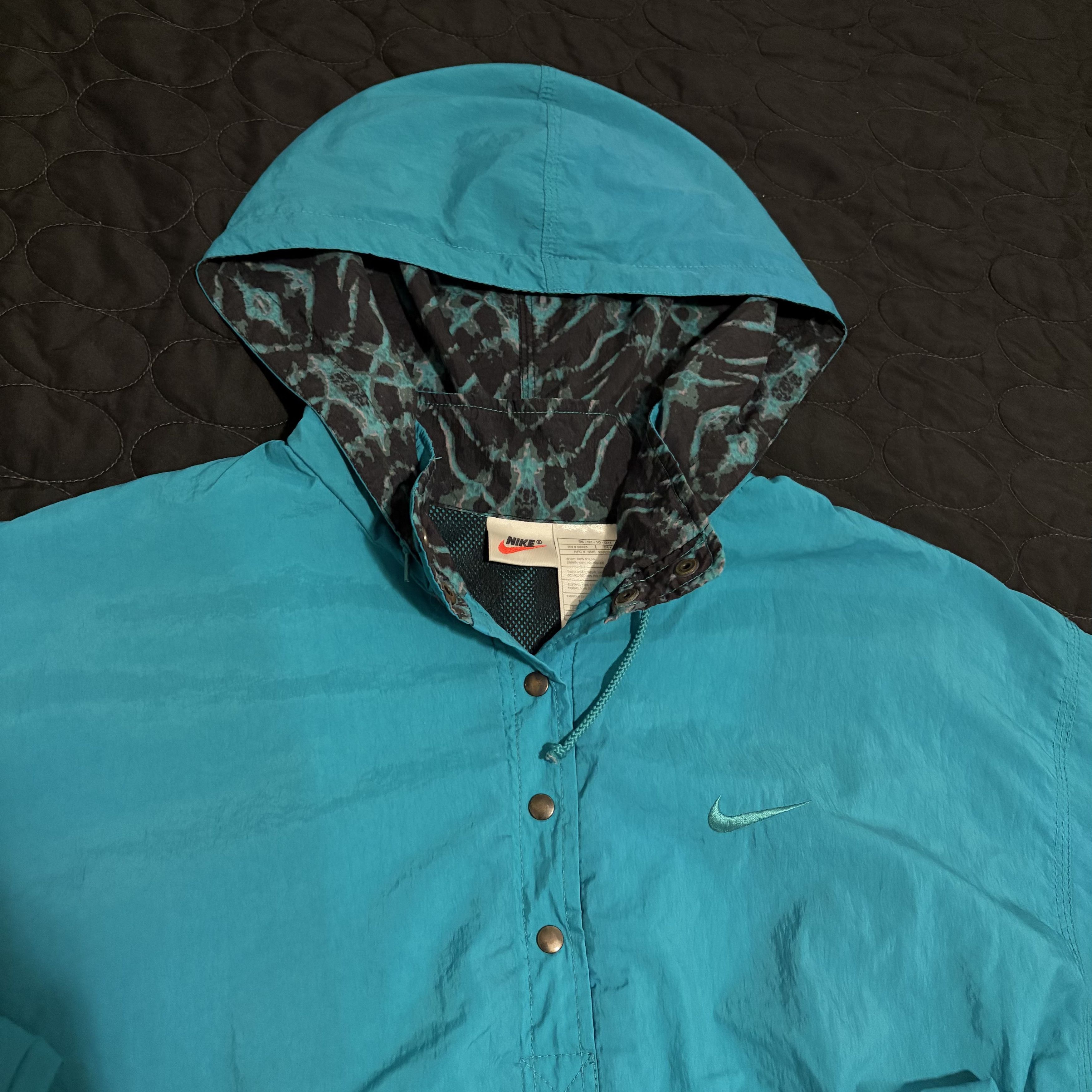 Nike VTG turquoise Y2K 90s Nike Anorak Windbreaker Large Size US L / EU 52-54 / 3 - 1 Thumbnail