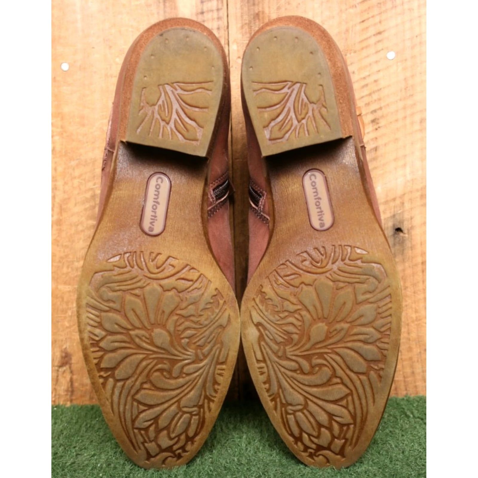 Vintage VINTAGE COMFORTIVA Karen Brown Leather Side Zip Buckle Strap Ankle Boots 9.5 M Women Bootie Size US 10 / IT 40 - 5 Thumbnail