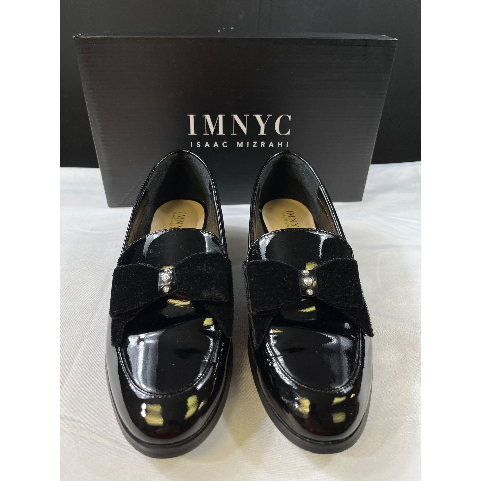Isaac Mizrahi Isaac Mizrahi Womens Black Patent Leather Loafers With Velve Size US 7 / IT 37 - 2 Thumbnail