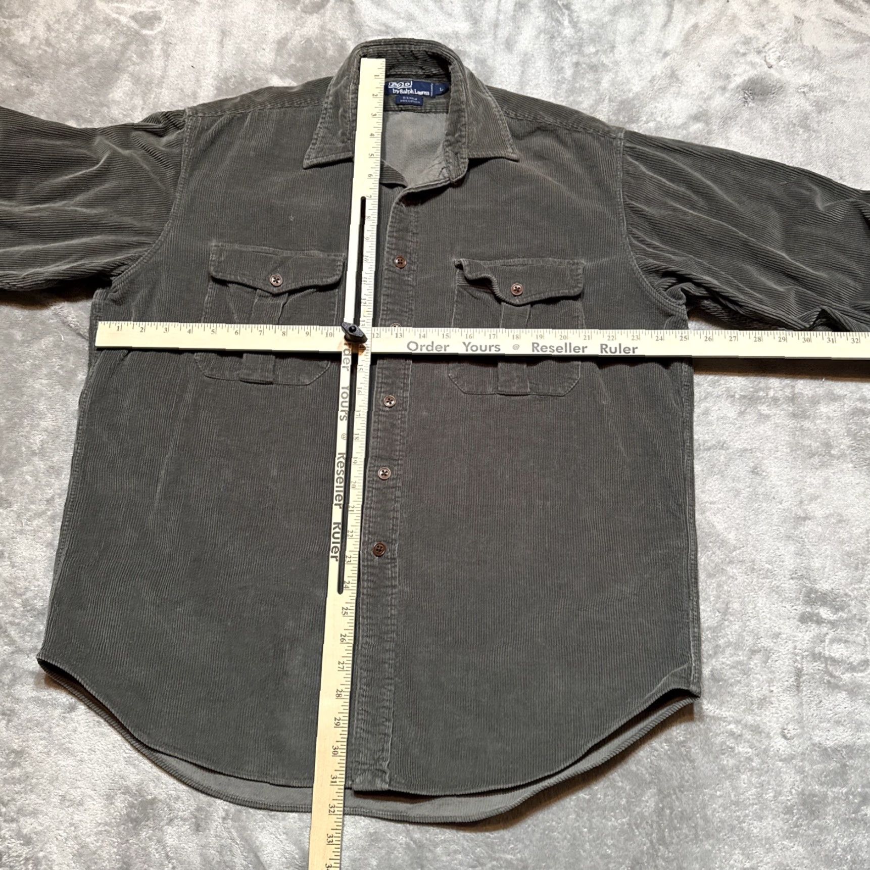 Polo Ralph Lauren VINTAGE Polo Ralph Lauren Sierra Shirt Mens L Green Corduroy Elbow Patch Shacket Safari/Military Button-Up Casual? Size US L / EU 52-54 / 3 - 6 Thumbnail