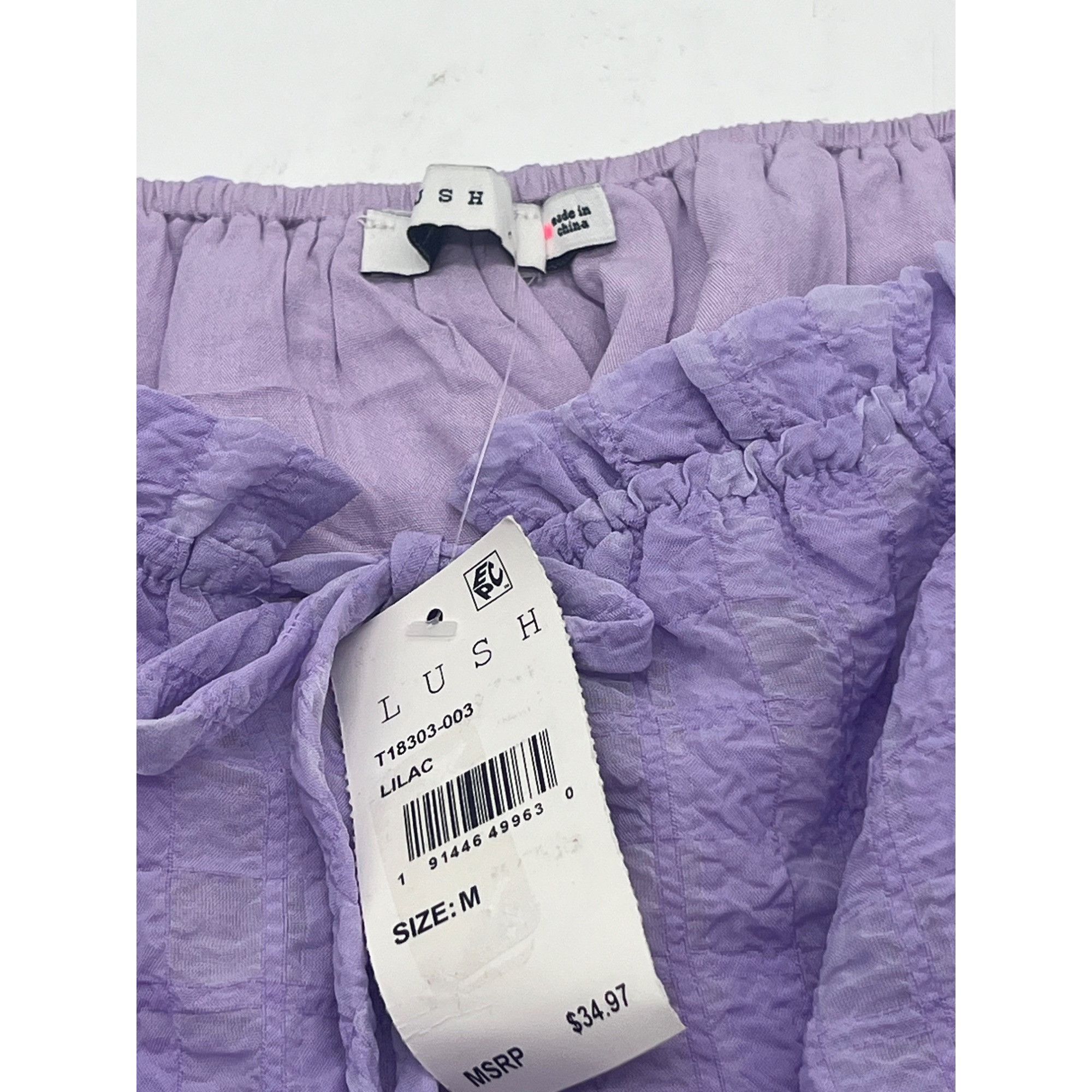 Other Lush women’s Cropped Volume Sleeves Peplum Top, Lilac, Sz. M Size M / US 6-8 / IT 42-44 - 13 Thumbnail